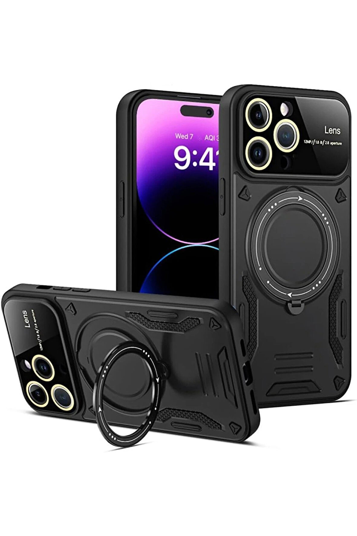 CPT50 iPhone 16 Pro Max Kılıf Joy Lens Standlı Kapak - Siyah