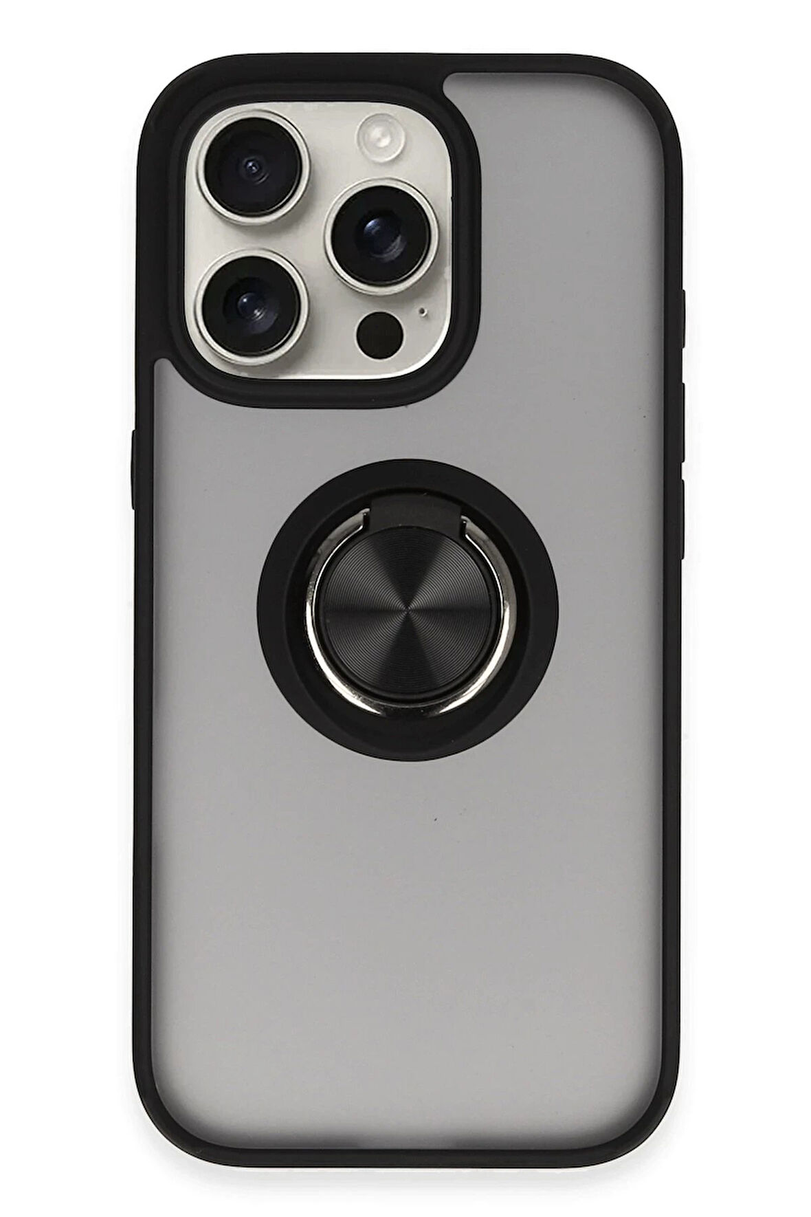 CPT50 iPhone 16 Pro Kılıf Montreal Yüzüklü Silikon Kapak - Siyah