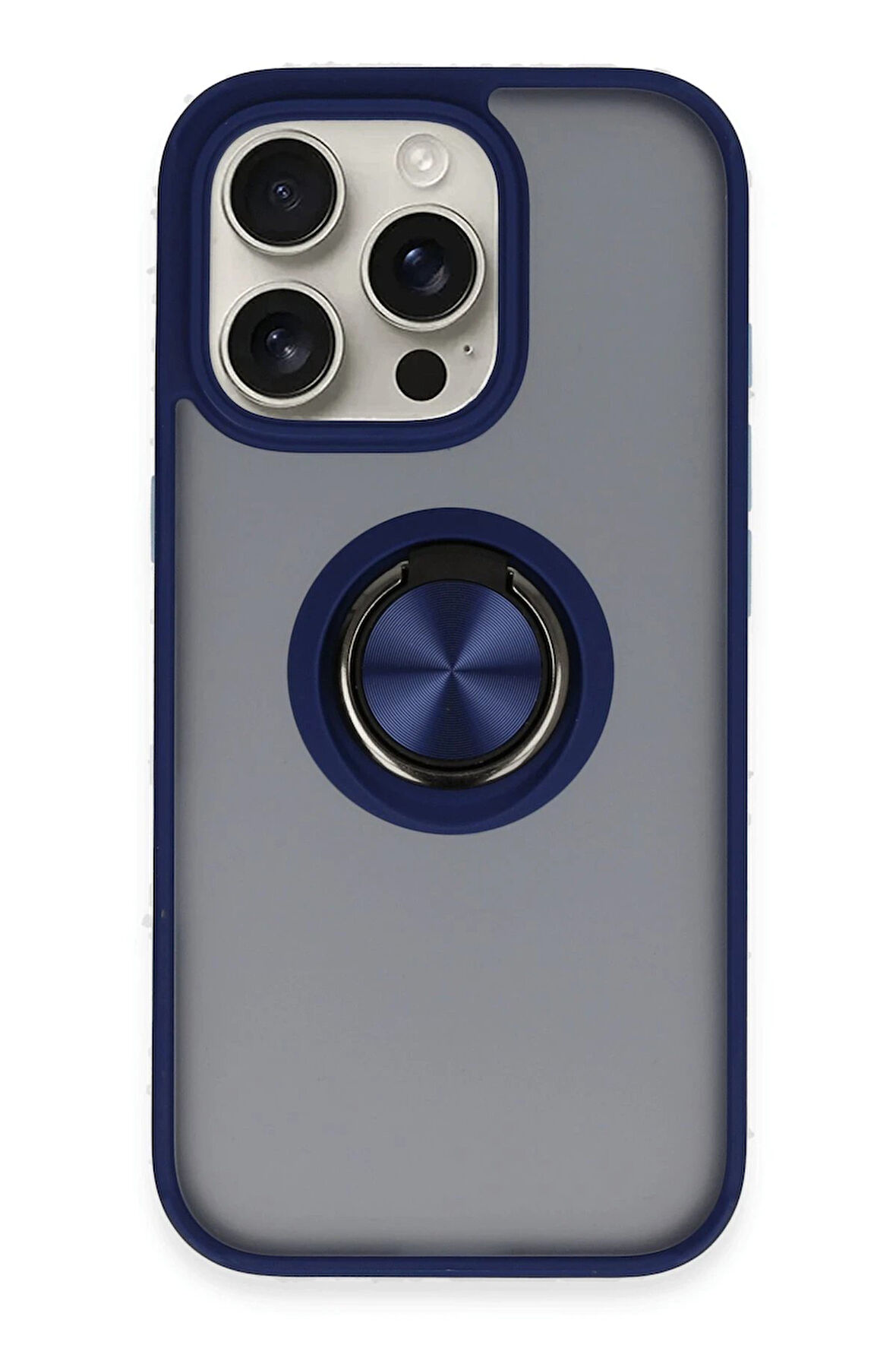 CPT50 iPhone 16 Pro Kılıf Montreal Yüzüklü Silikon Kapak - Lacivert