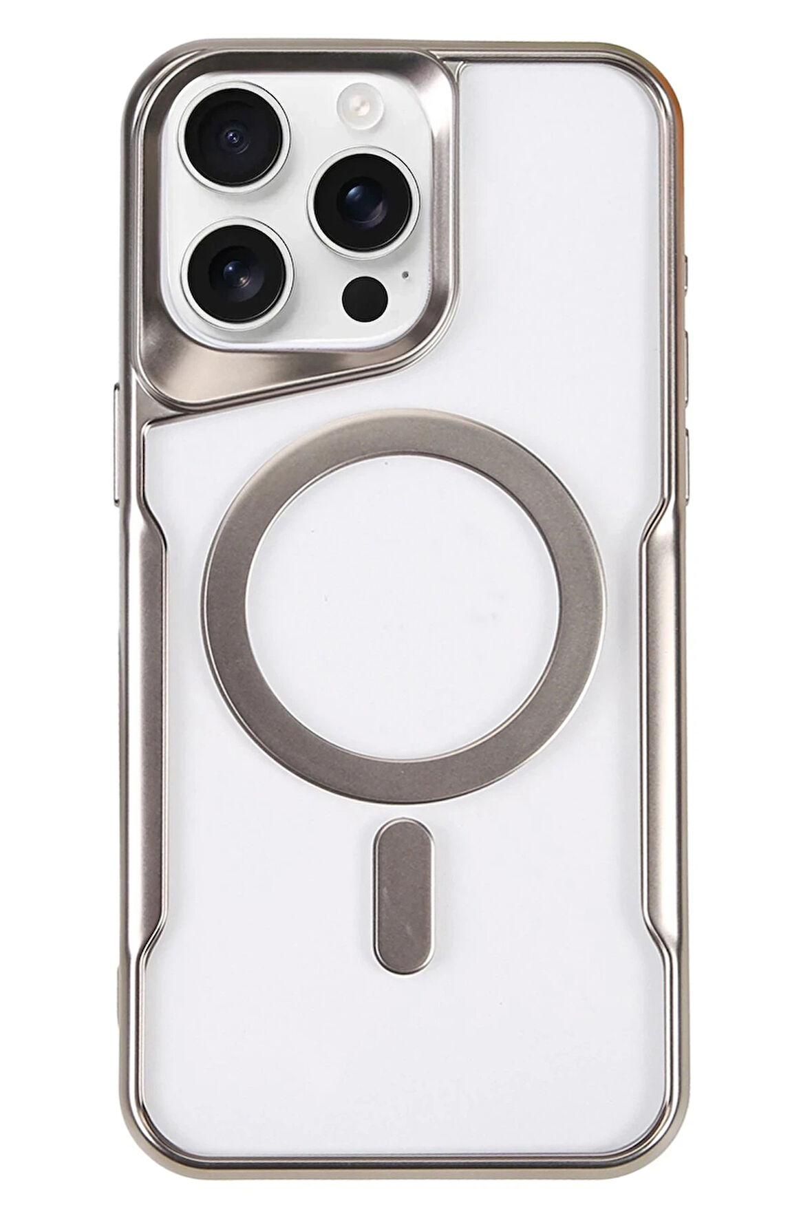 CPT50 iPhone 16 Pro Max Kılıf Boyi Magsafe Silikon Kapak - Gümüş