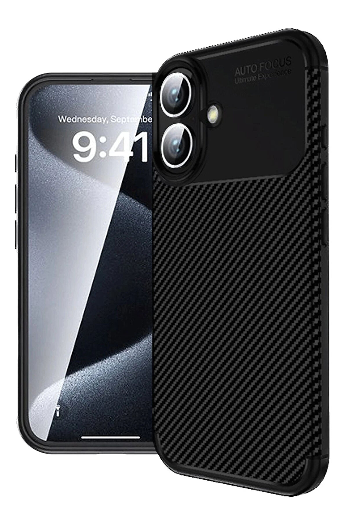 CPT50 iPhone 16 Plus Kılıf Auto Focus Karbon Kapak - Siyah