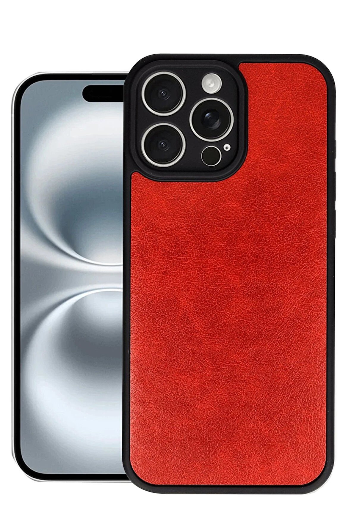 CPT50 iPhone 16 Pro Kılıf Aras Deri Kapak - Kırmızı