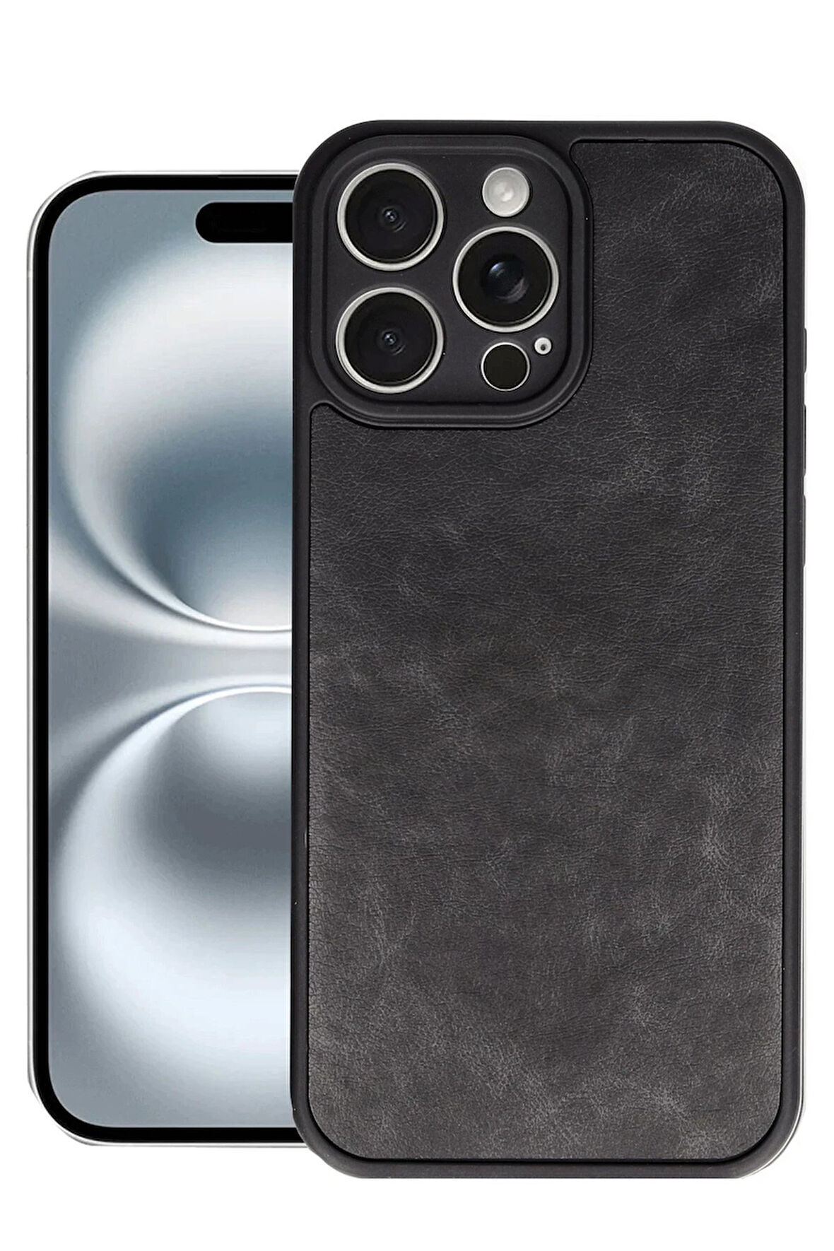 CPT50 iPhone 16 Pro Max Kılıf Aras Deri Kapak - Siyah