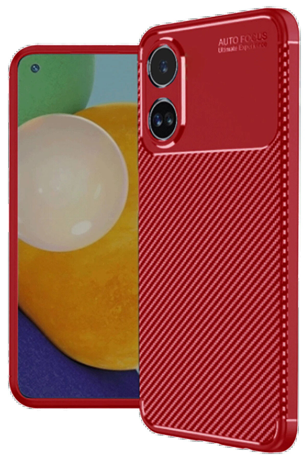 CPT50 Oppo A38 Kılıf Auto Focus Karbon Kapak - Kırmızı