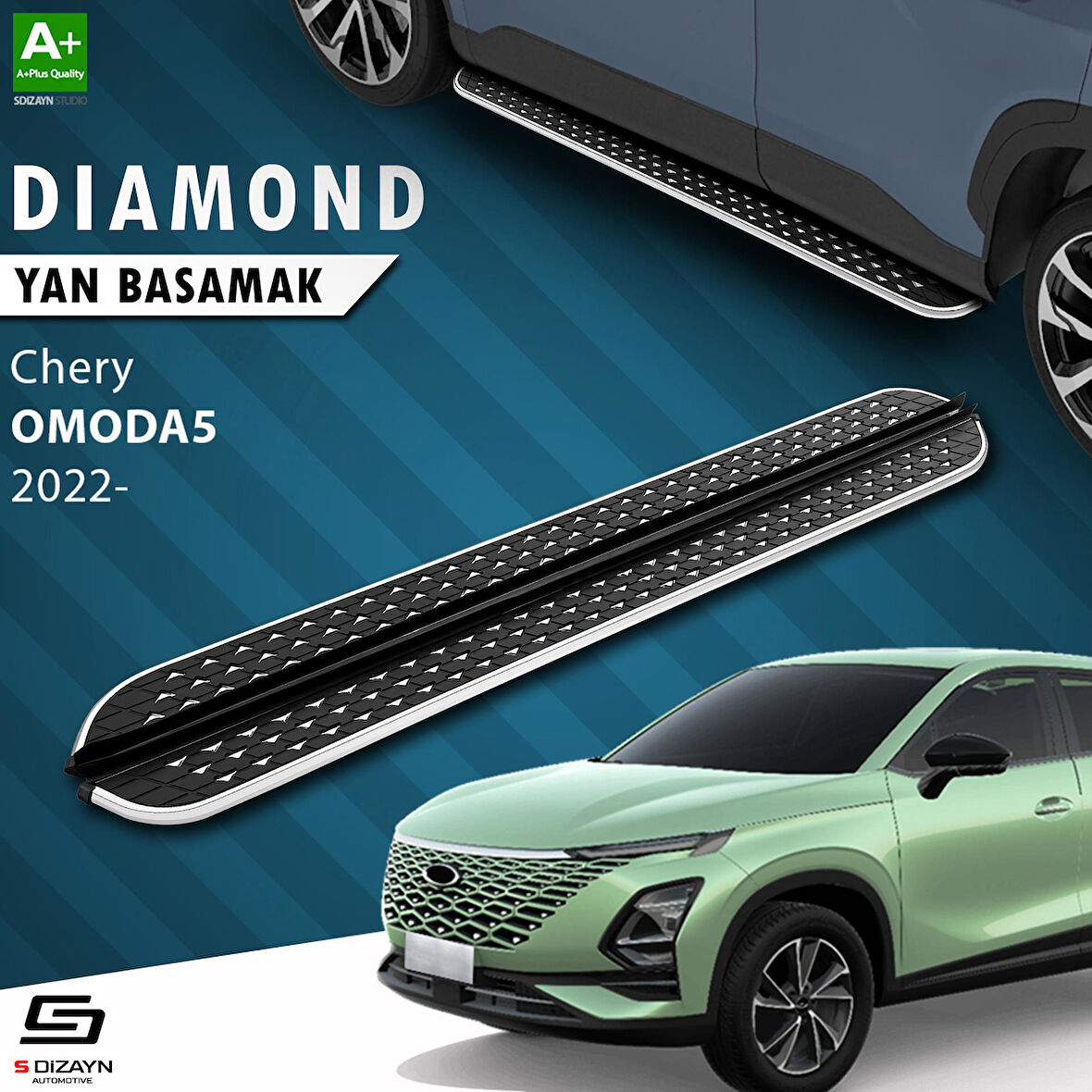 S-Dizayn Chery Omoda5 Diamond Krom Yan Basamak 183 Cm 2022 Üzeri A+ Kalite