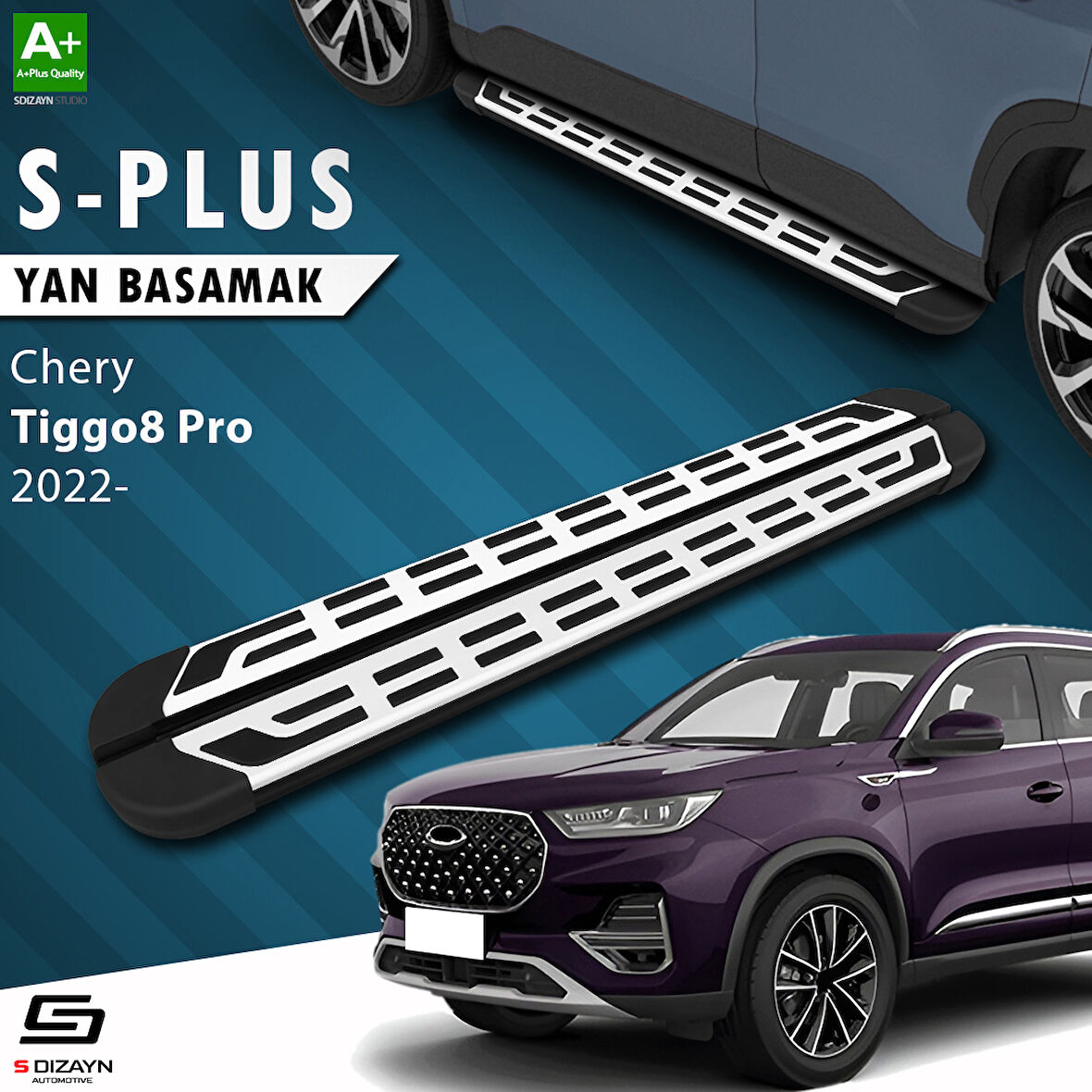 S-Dizayn Chery Tiggo8 Pro S-Plus Gri Yan Basamak 183 Cm 2022 Üzeri A+ Kalite