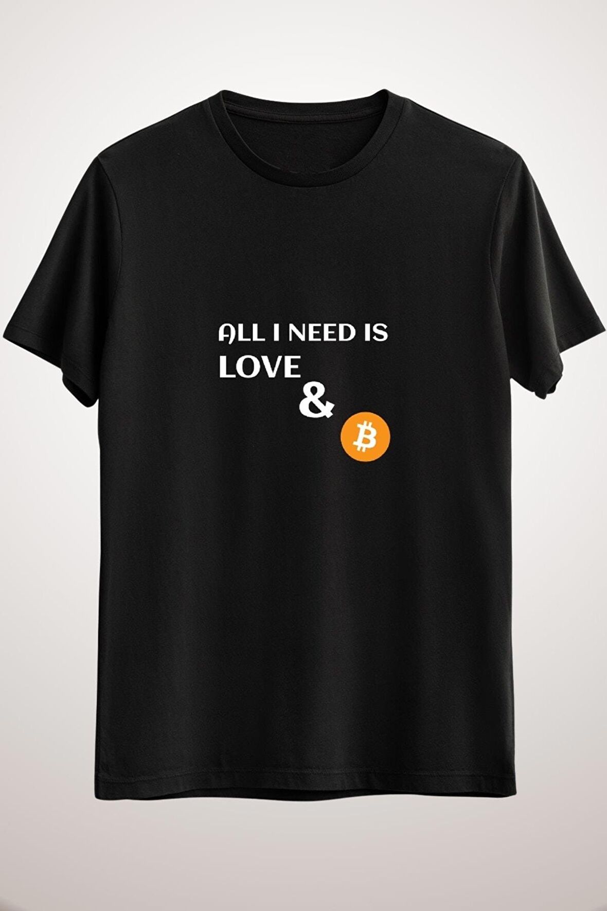 Unisex Siyah All I Need Is Love And Bitcoin Classic T-shirt