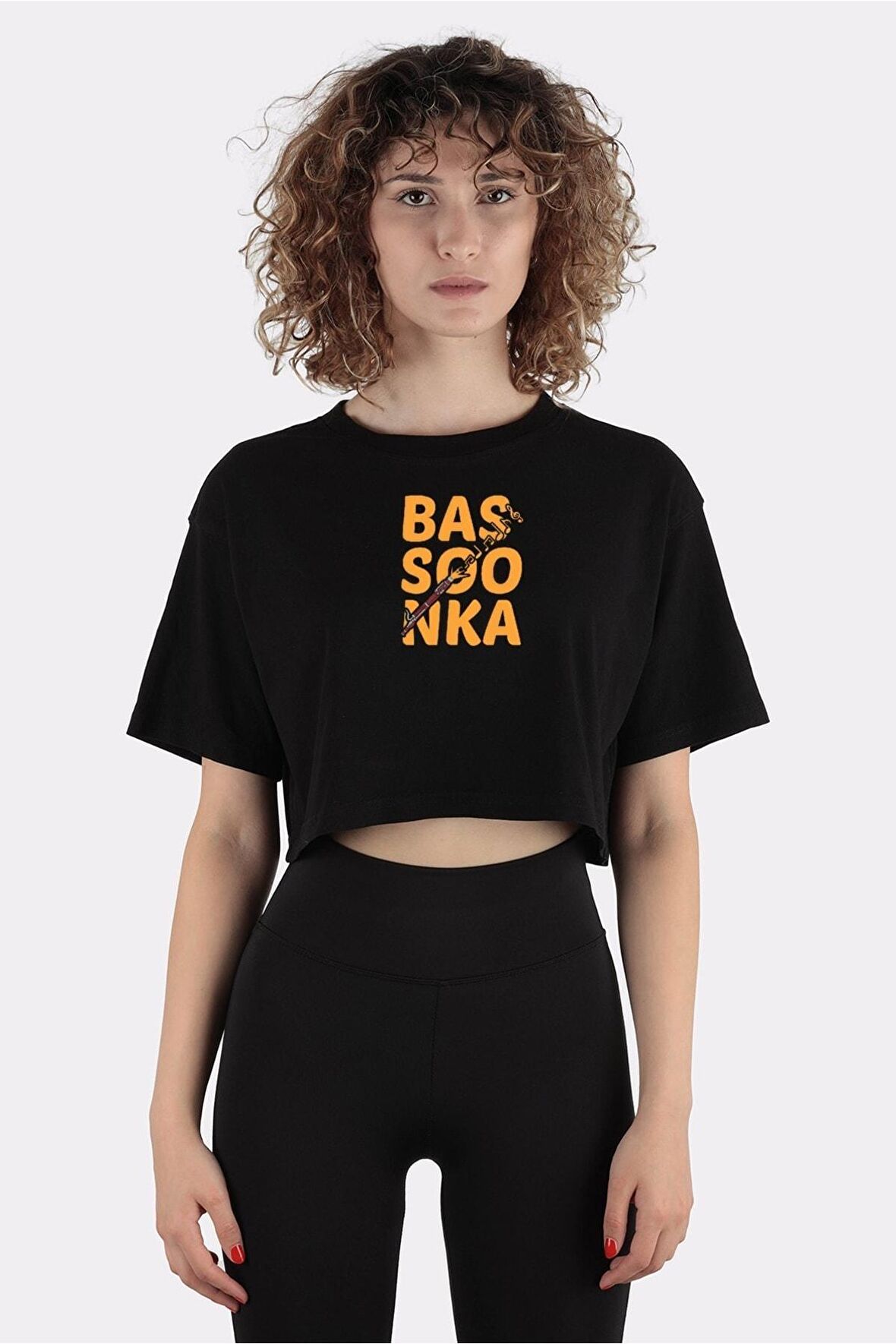 Siyah %100 Pamuk Bisiklet Yaka Crop T-shirt Bassoonka Bassoon Music Instruments Orchestra_em1128