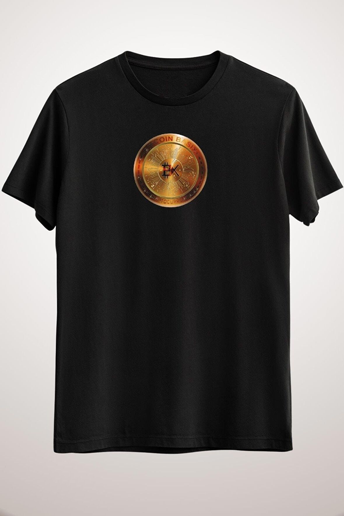 Unisex Siyah Bitcoin Basix Logo Essential T-shirt