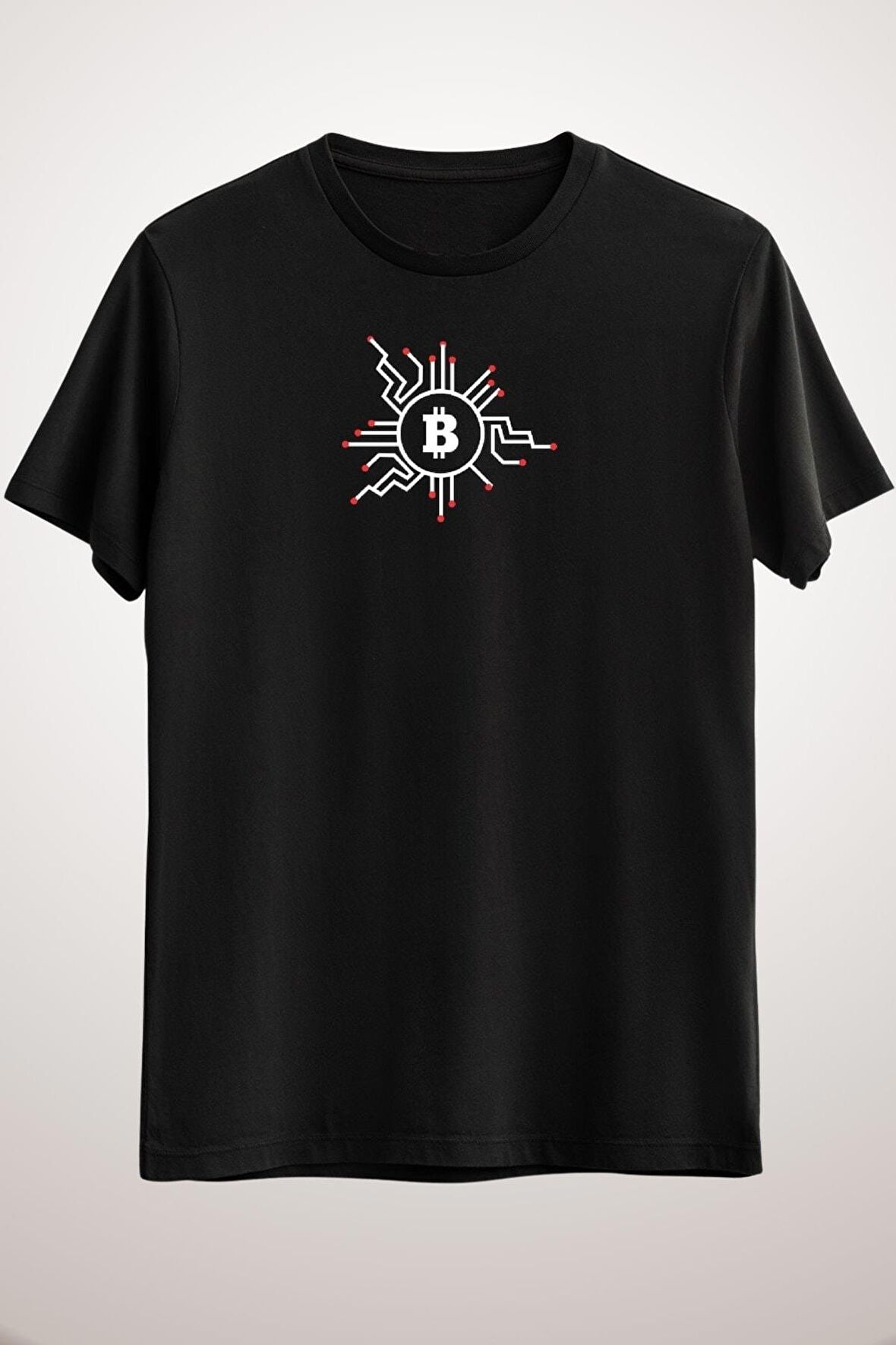 Unisex Siyah Bitcoin Btc Circuit Crypto Logo Classic T-shirt