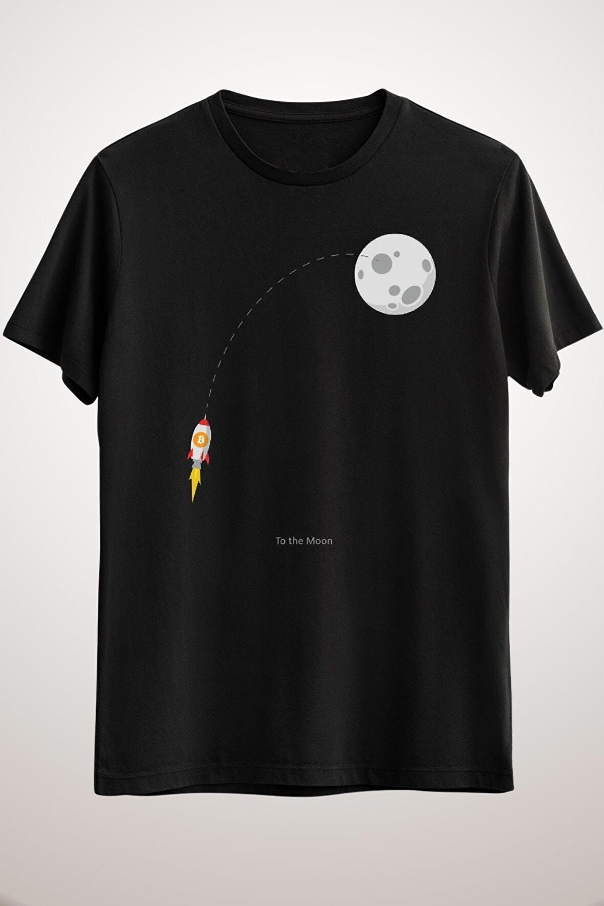 Unisex Siyah Bitcoin Btc Rocket Spaceship Cryptocurrency Essential T-shirt