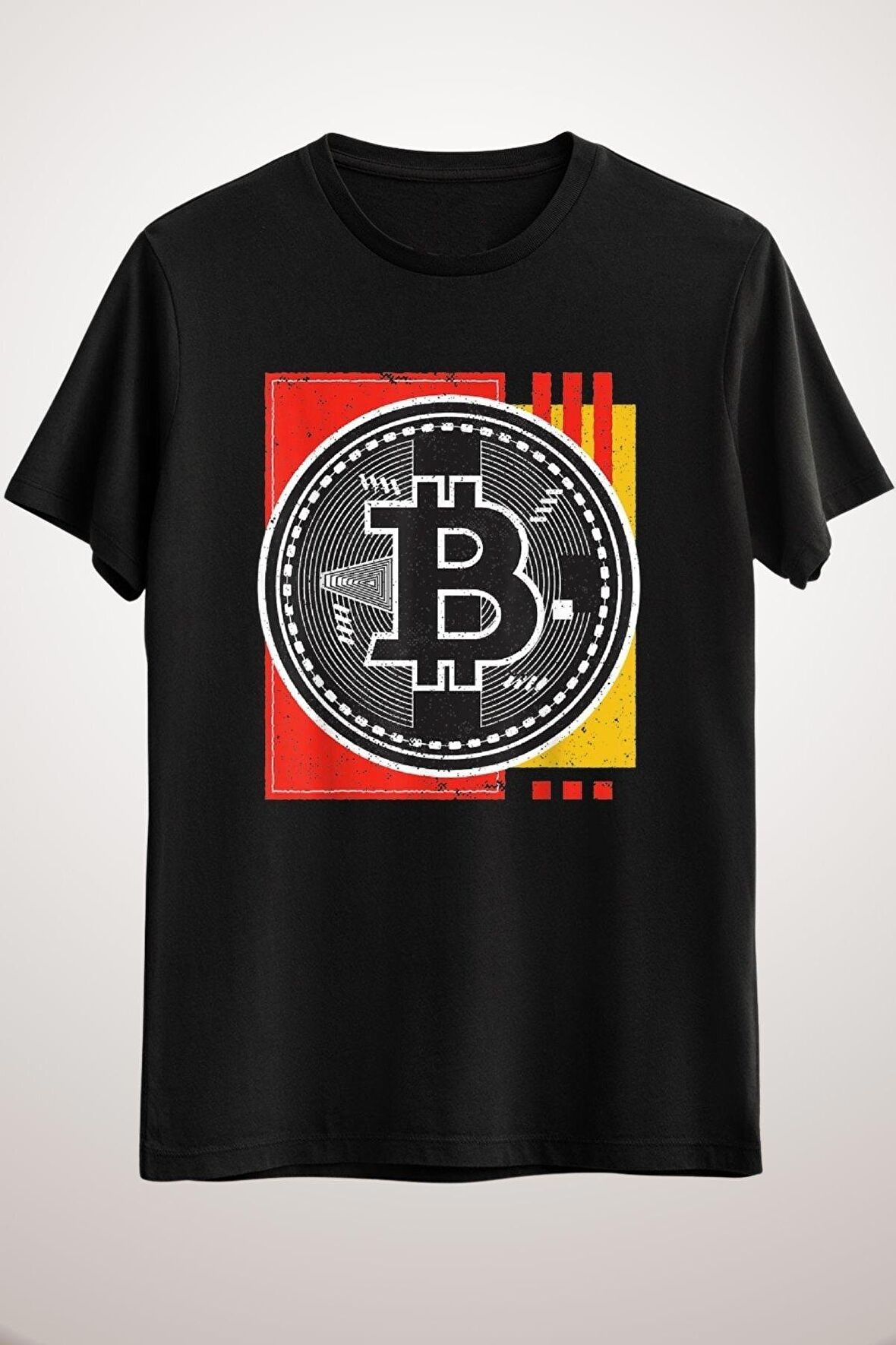 Unisex Siyah Bitcoin Cryptocurrency Retro Long Sleeve T-shirt