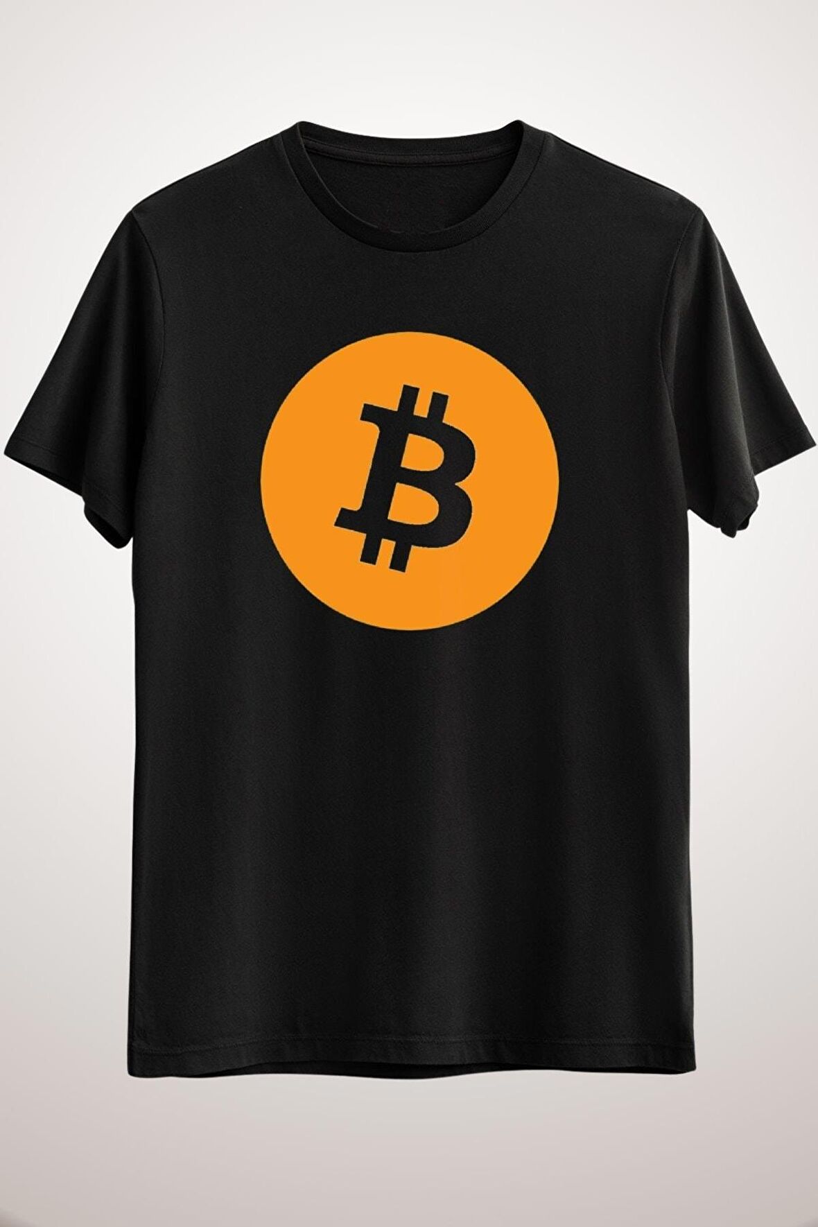 Unisex Siyah Bitcoin Logo Big Classic T-shirt