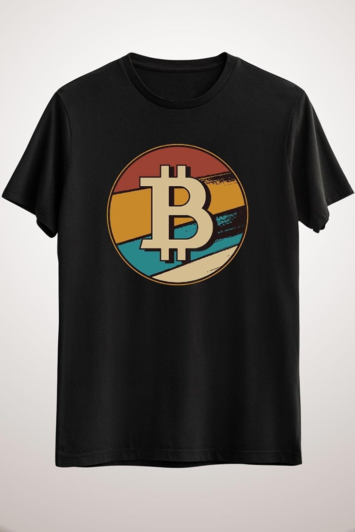 Unisex Siyah Bitcoin Retro Classic T-shirt