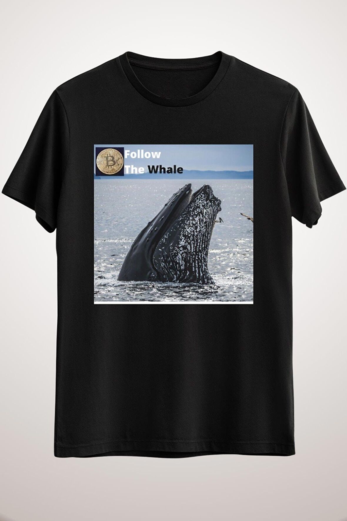 Unisex Siyah Bitcoin, Follow The Whale Classic T-shirt