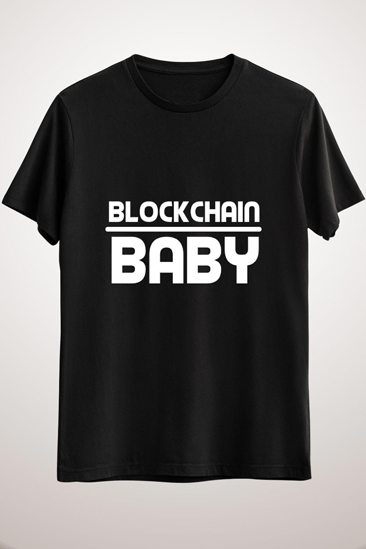 Unisex Siyah Blockchain Baby Crypto Cryptocurrency Gift Idea Classic T-shirt