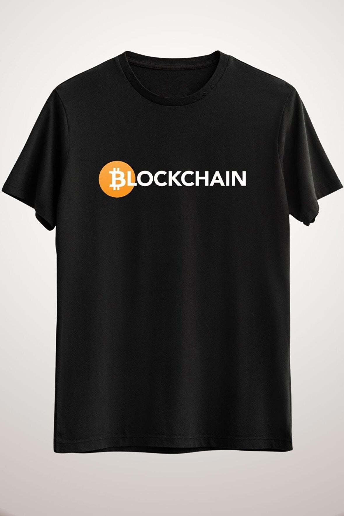 Unisex Siyah Blockchain Bitcoin Classic T-shirt