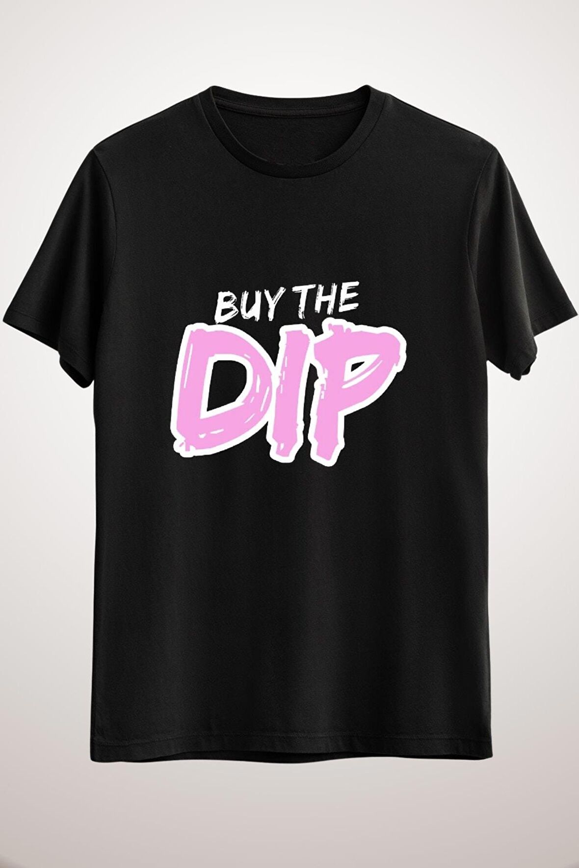 Unisex Siyah Buy The Dip Pink Print Essential T-shirt