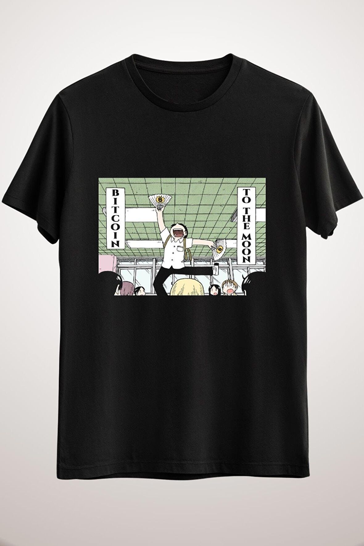 Unisex Siyah Crypto Bıtcoın Anıme Classic T-shirt