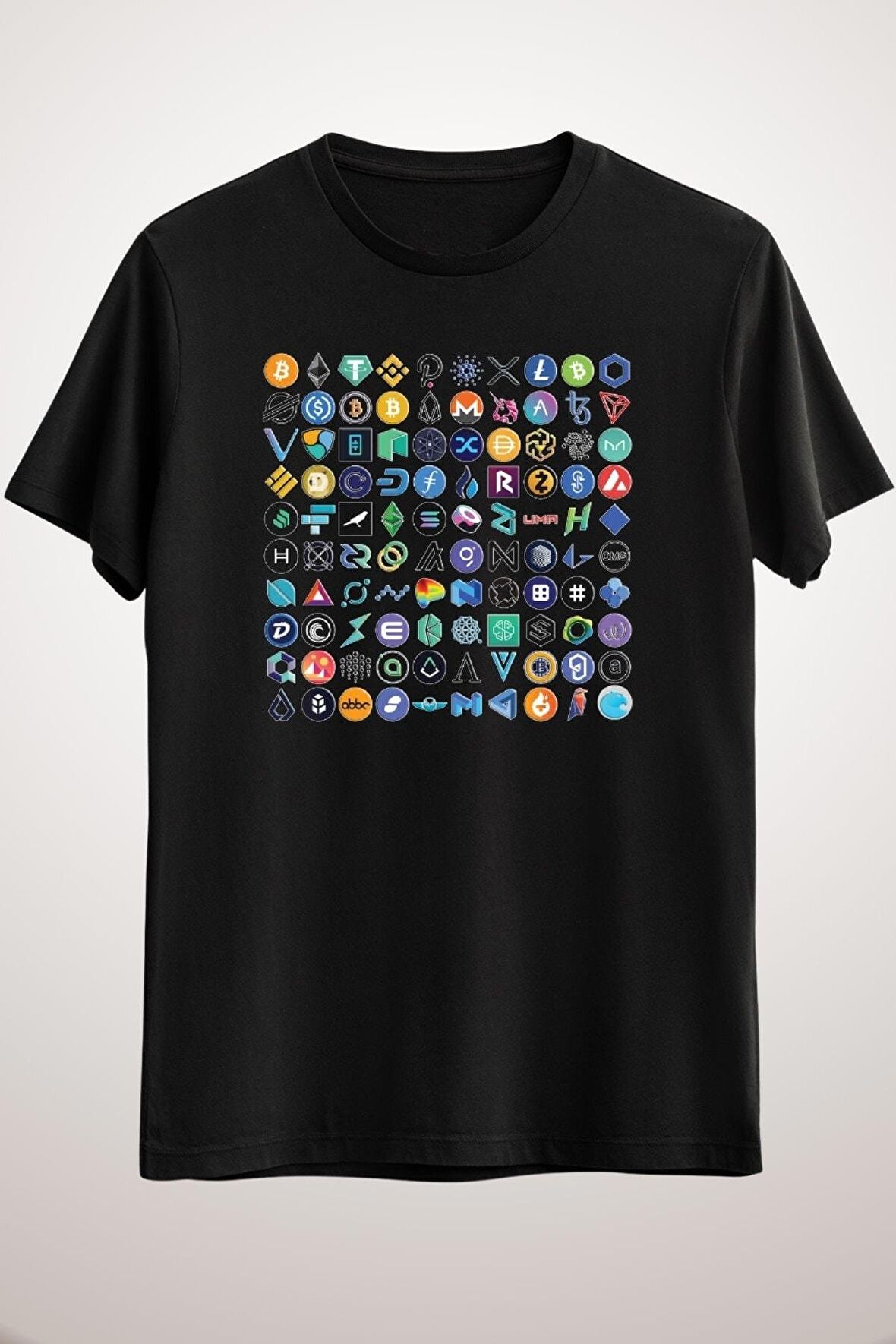Unisex Siyah Crypto Logos 3d On Black Active T-shirt