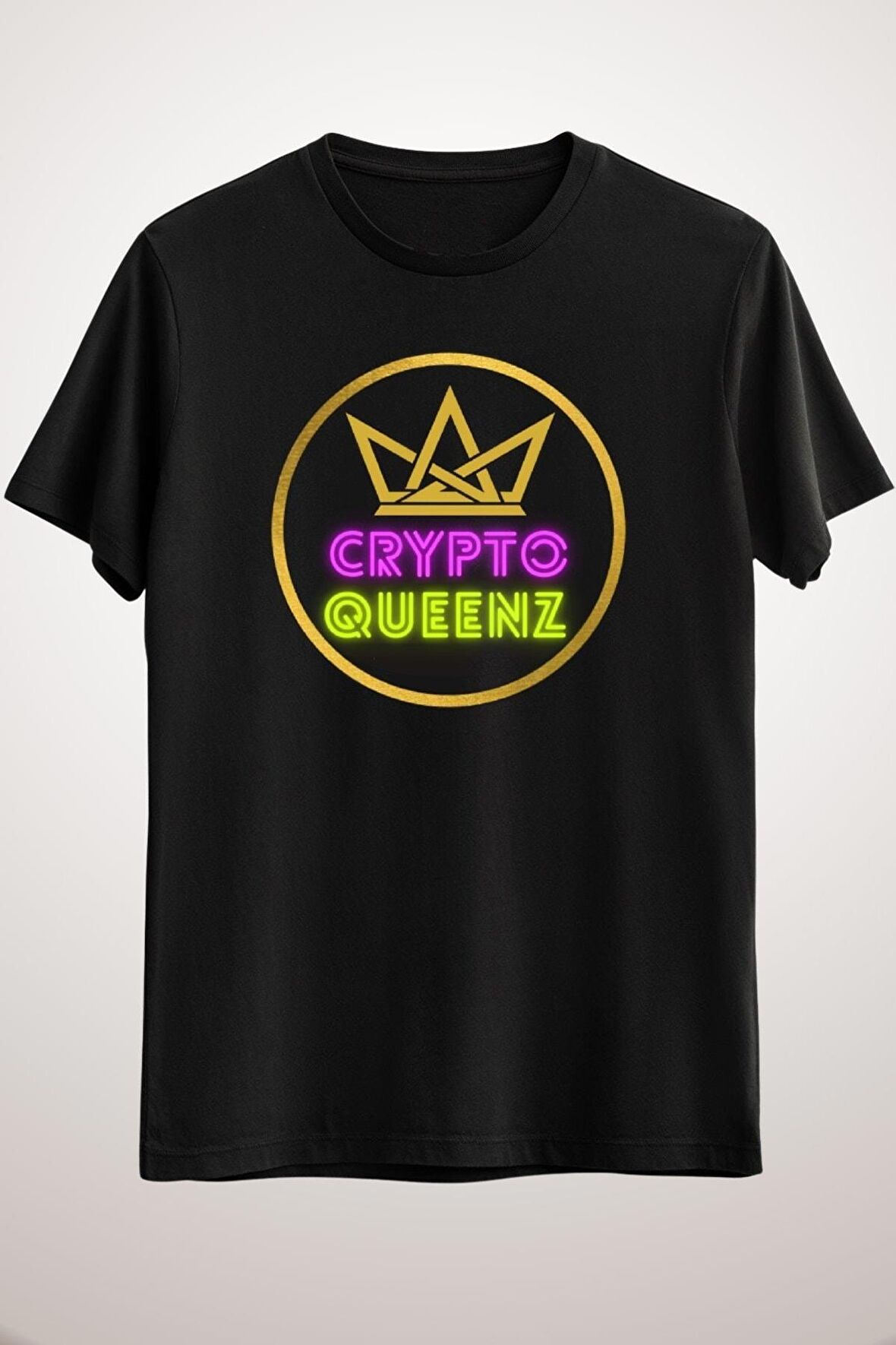 Unisex Siyah Crypto Queenz Classic T-shirt