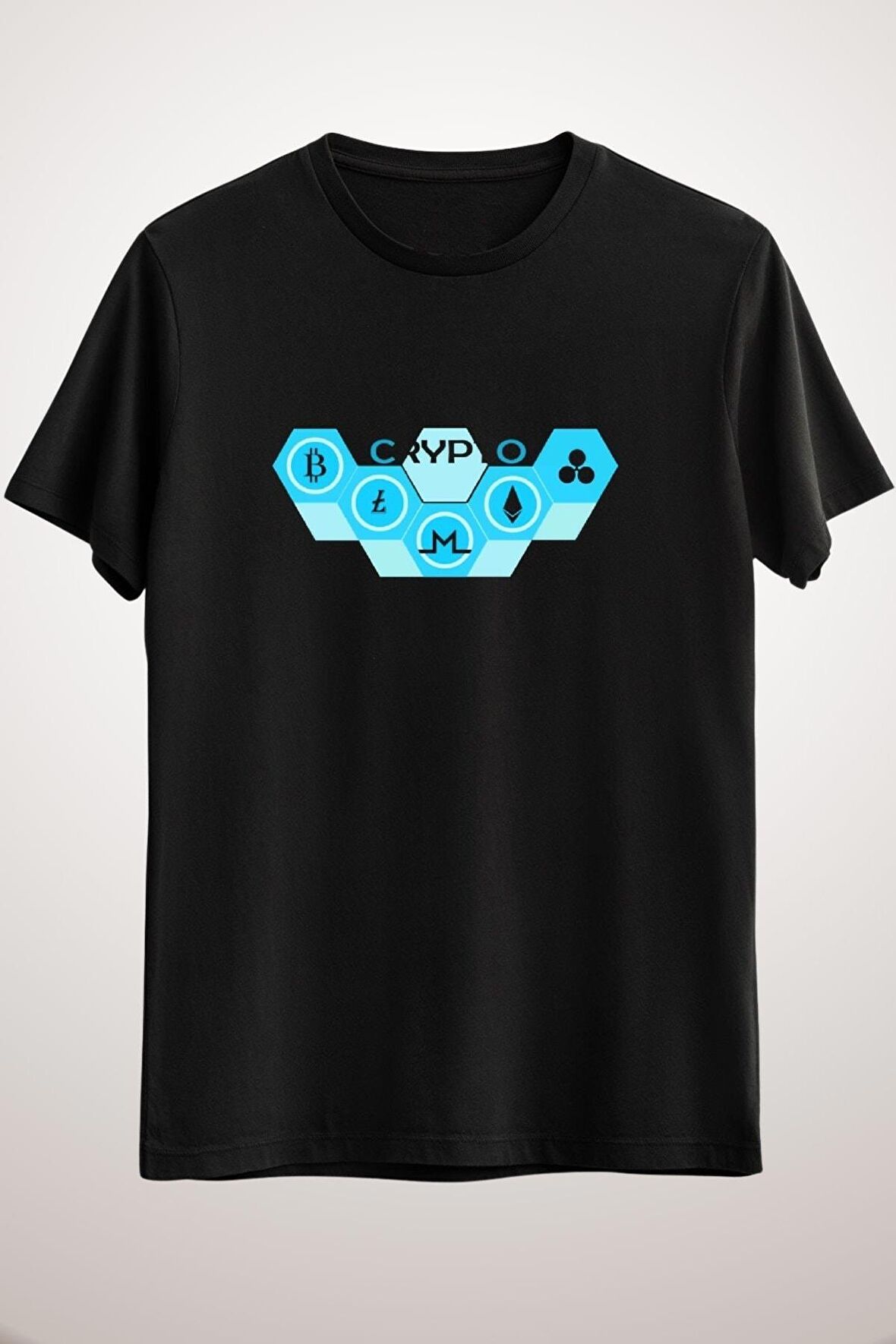Unisex Siyah Cryptocurrency Long T-shirt