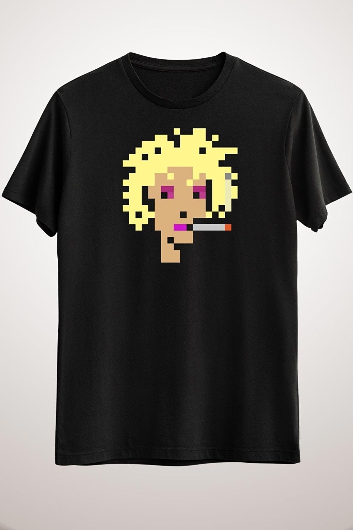 Unisex Siyah Cryptopunks #1210 Classic T-shirt