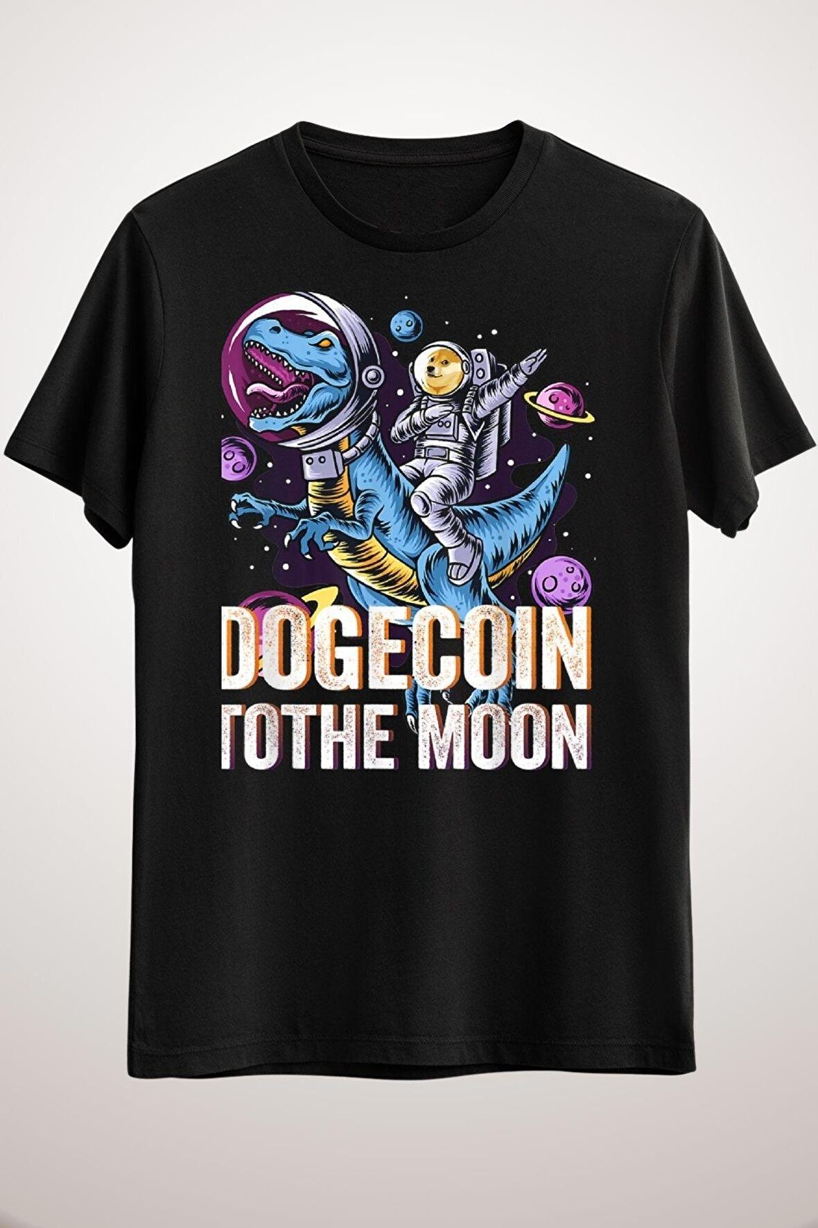 Unisex Siyah Dogecoin In The Moon Classic T-shirt