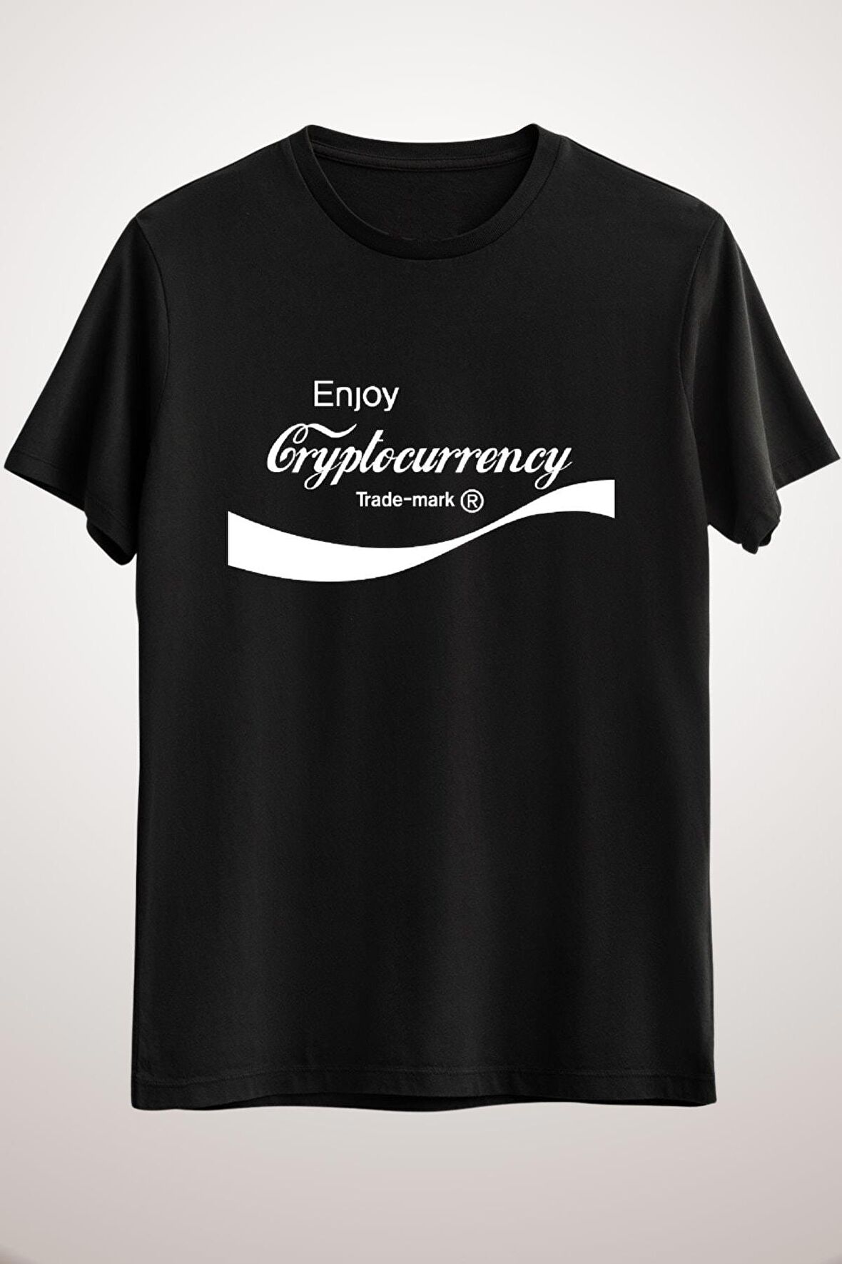 Unisex Siyah Enjoy Cryptocurrency Classic T-shirt