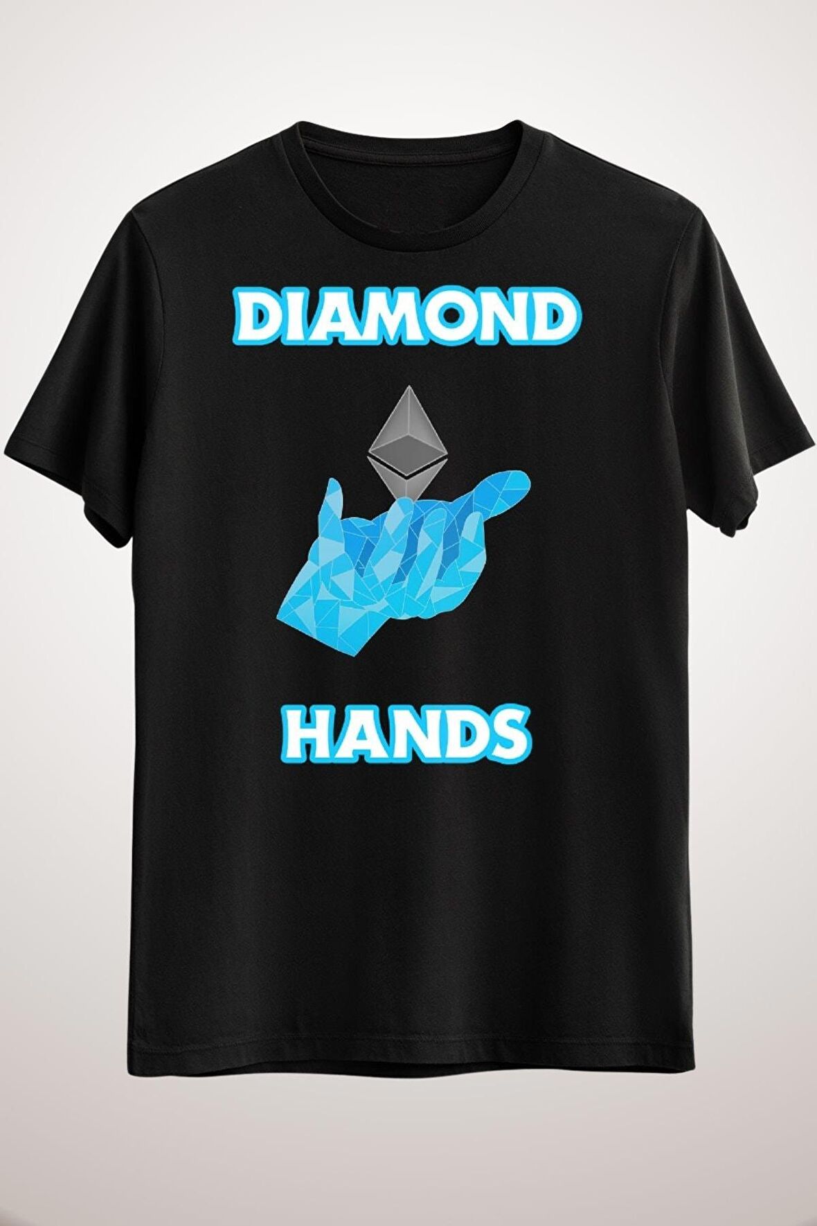 Unisex Siyah Ethereum Diamond Hands Classic T-shirt