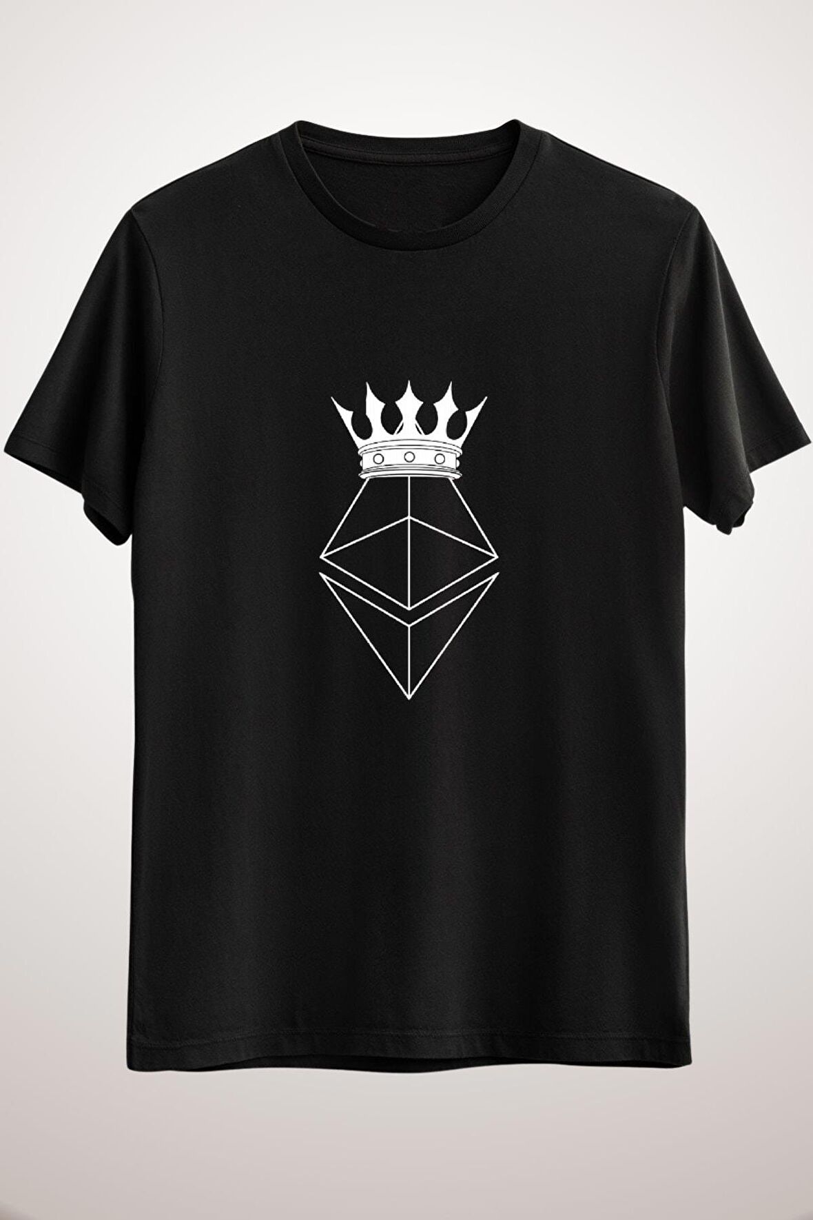 Unisex Siyah Ethereum King Crypto Currency Holder Graphic Classic T-shirt