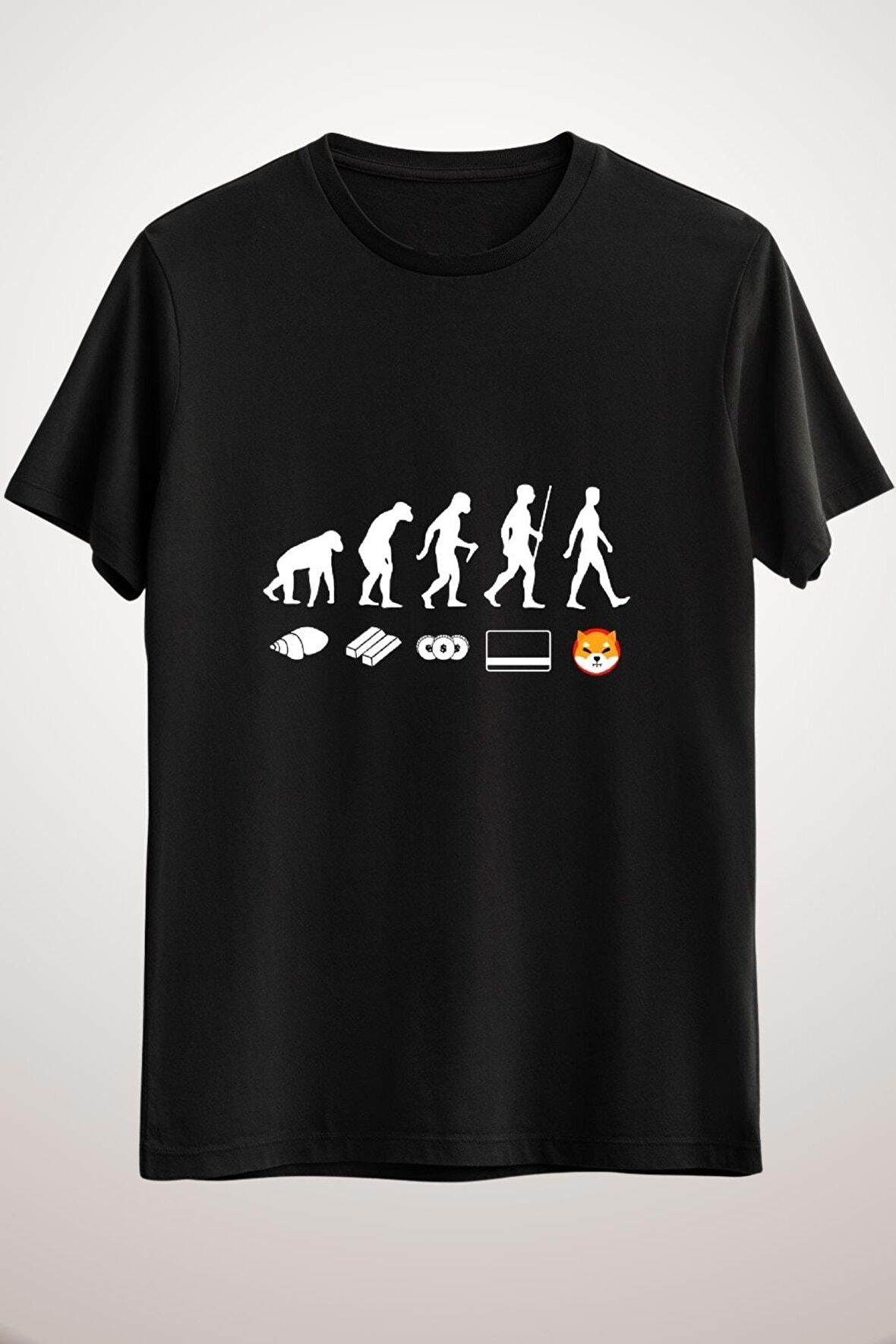 Unisex Siyah Evolution Shiba Inu Hodl Shib Coin Token Crypto Classic T-shirt