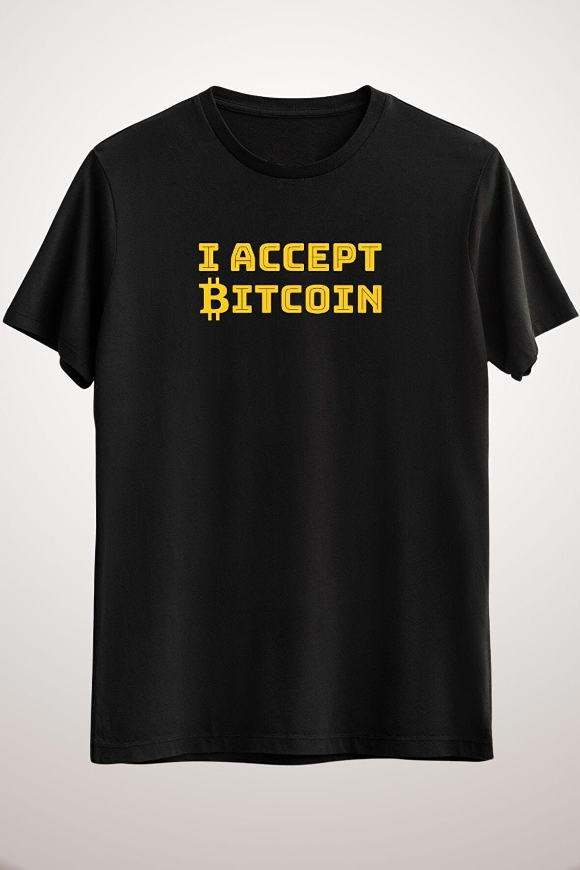 Unisex Siyah I Accept Bitcoin Cryptocurrency Mining Classic T-shirt