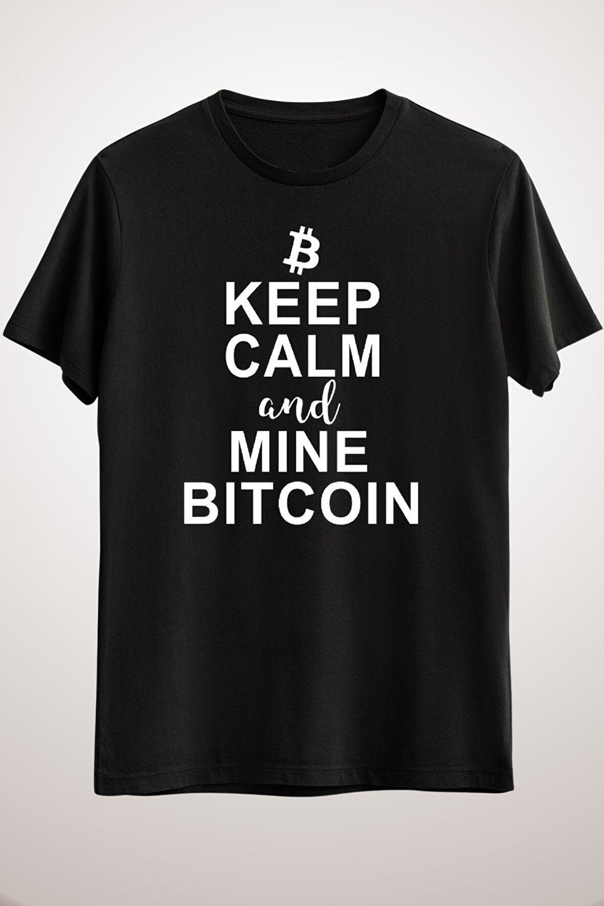 Unisex Siyah Keep Calm And Mine Bitcoin Essential T-shirt