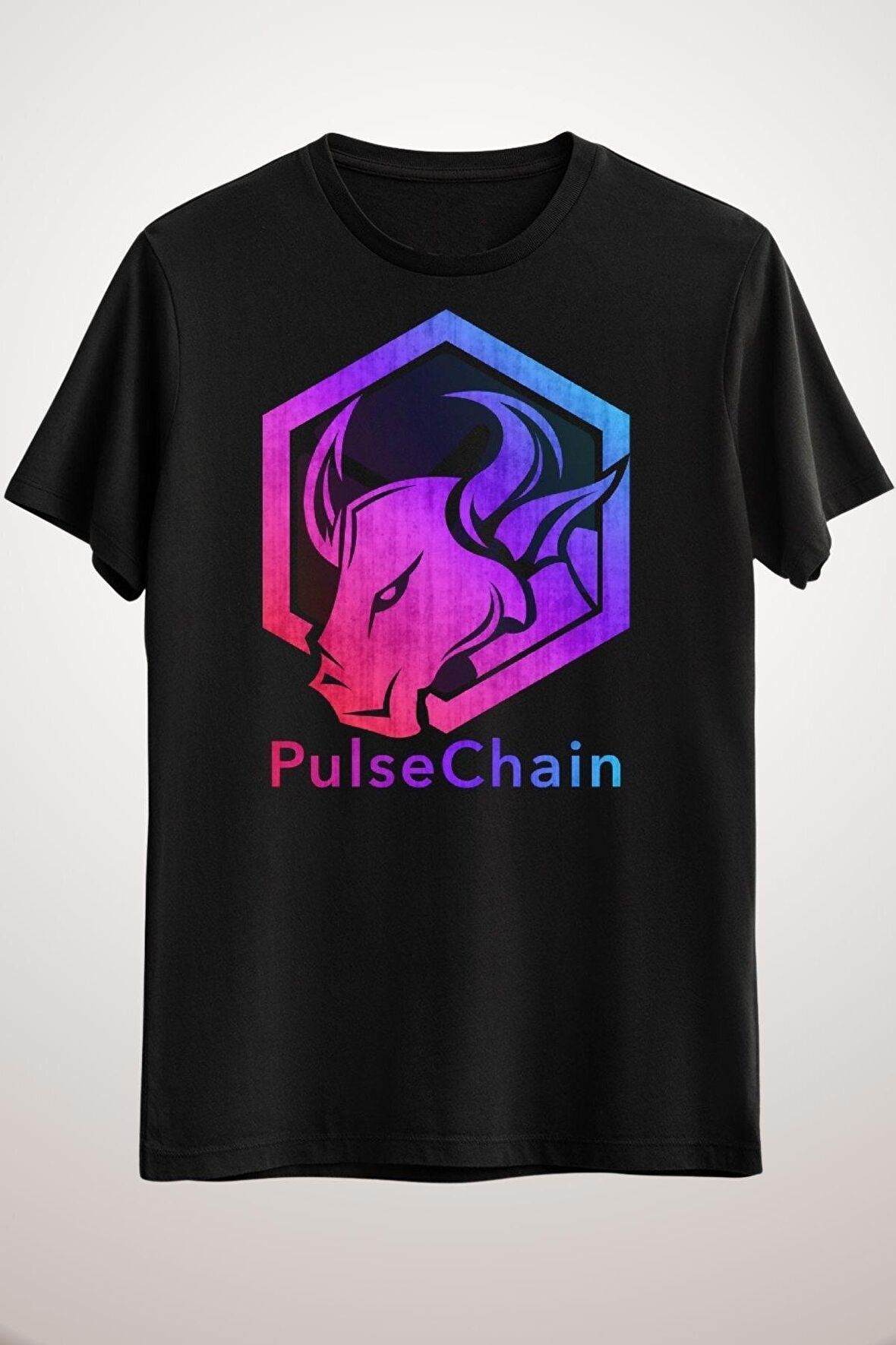 Unisex Siyah Pulsechain Pulse Chain Coin Crypto Bull Classic T-shirt
