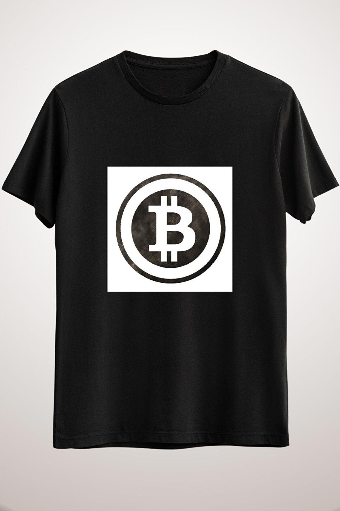 Unisex Siyah Retro Style Bitcoin Logo Classic T-shirt