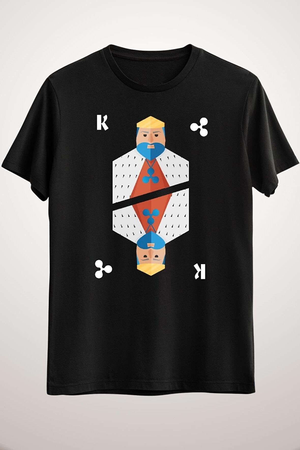 Unisex Siyah Ripple Cryptocurrency King Classic T-shirt