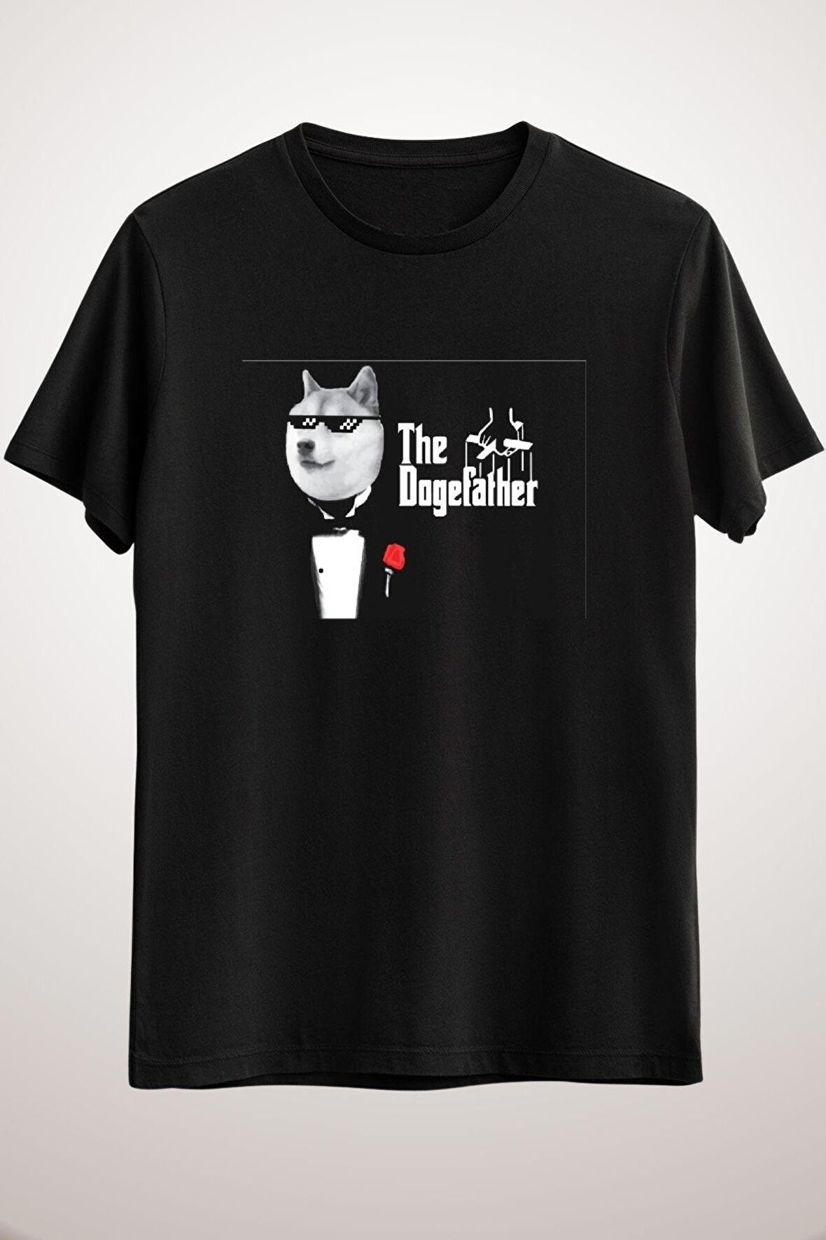 Unisex Siyah The Dogefather Dogecoin Cryptocurrency Blockchain Essential T-shirt