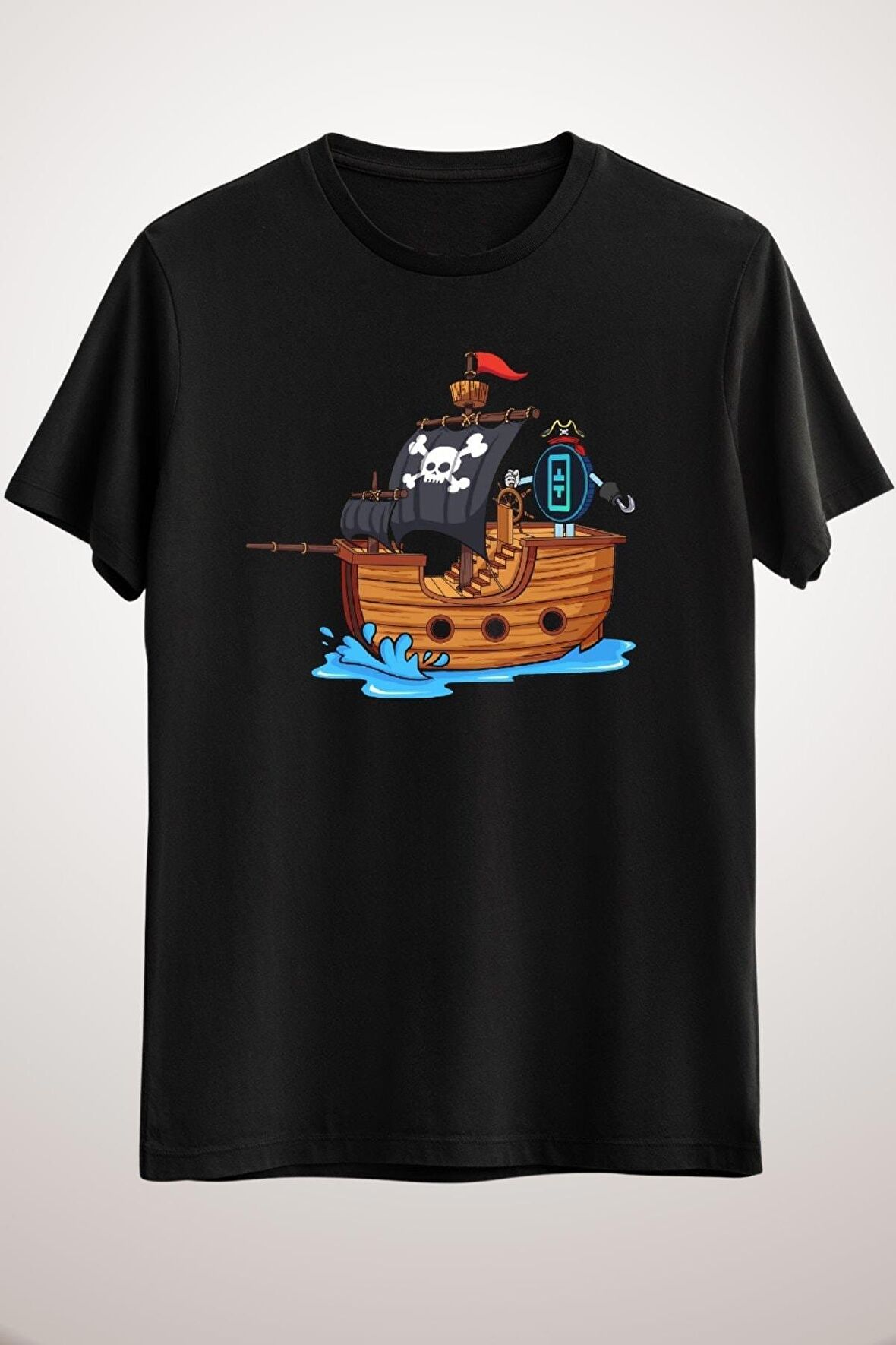 Unisex Siyah Theta Pirate Ship Classic T-shirt
