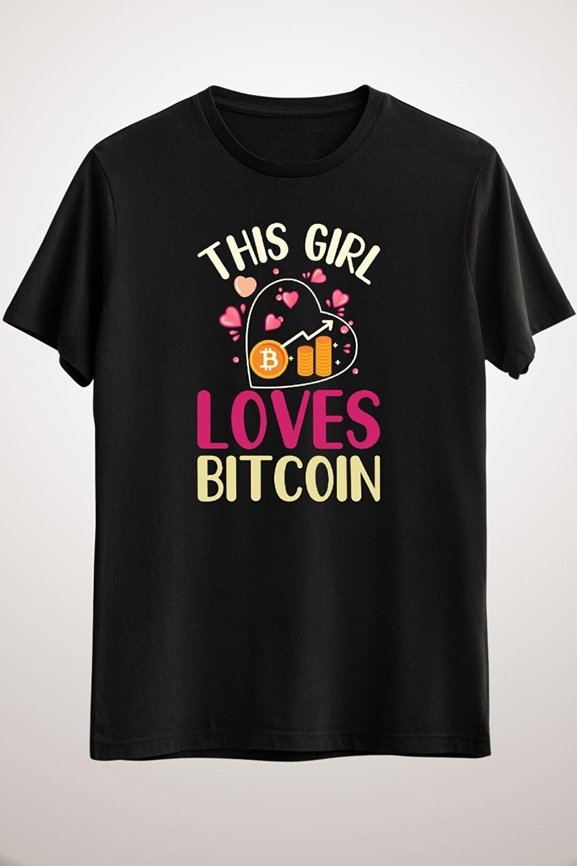 Unisex Siyah This Girl Loves Bitcoin Cryptocurrency Mining Bitcoin Miner Classic T-shirt
