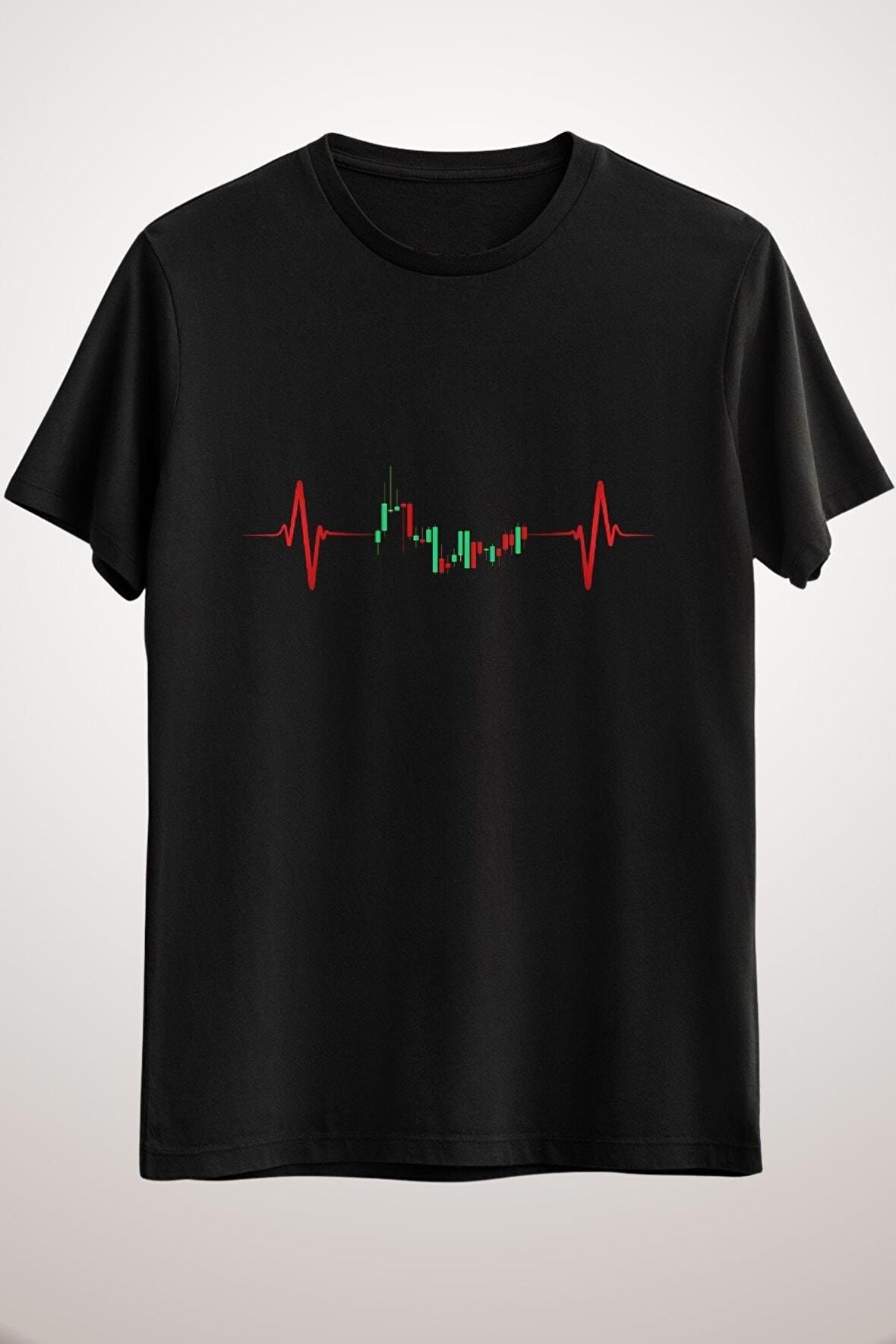 Unisex Siyah Trader Heartbeat Classic T-shirt