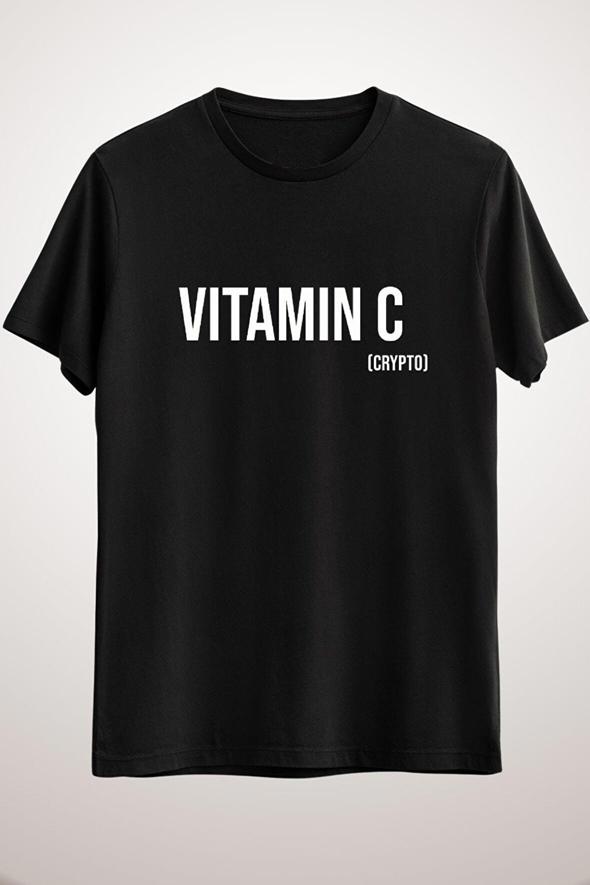 Unisex Siyah Vitamin C ( Crypto ) - White Text Classic T-shirt