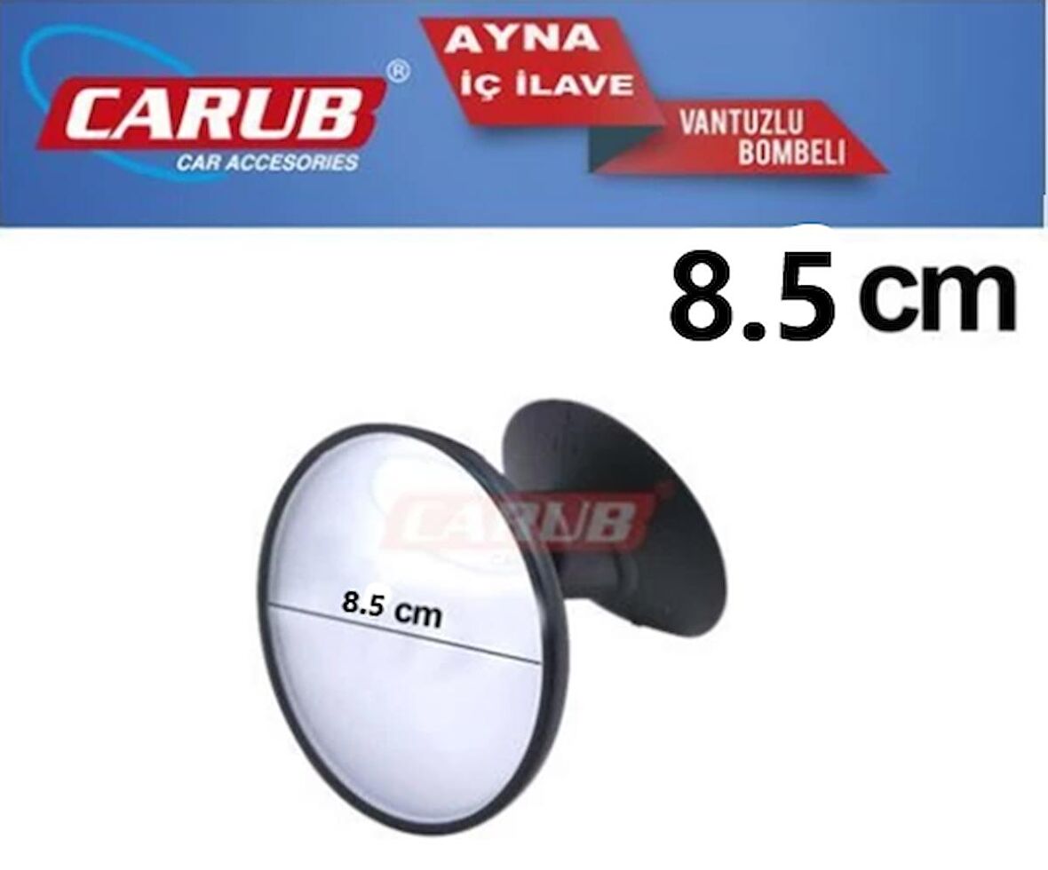 Carub İç Dikiz Aynası Vantuzlu Bombeli Yuvarlak Orta 8.5 cm