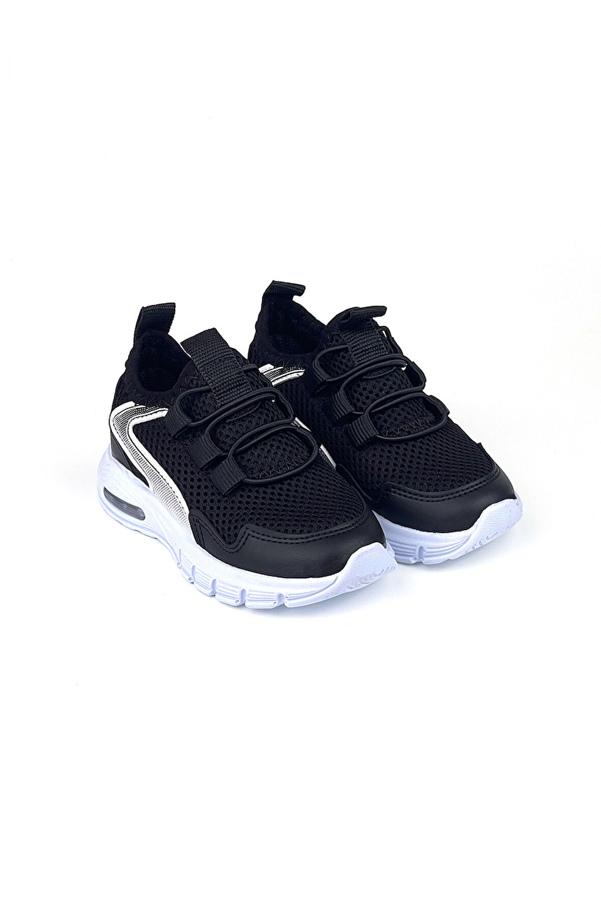 Unisex Bebe Siyah Beyaz Işıklı Bağcıksız Rahat Kalıp Sneaker Spor Ayakkabı