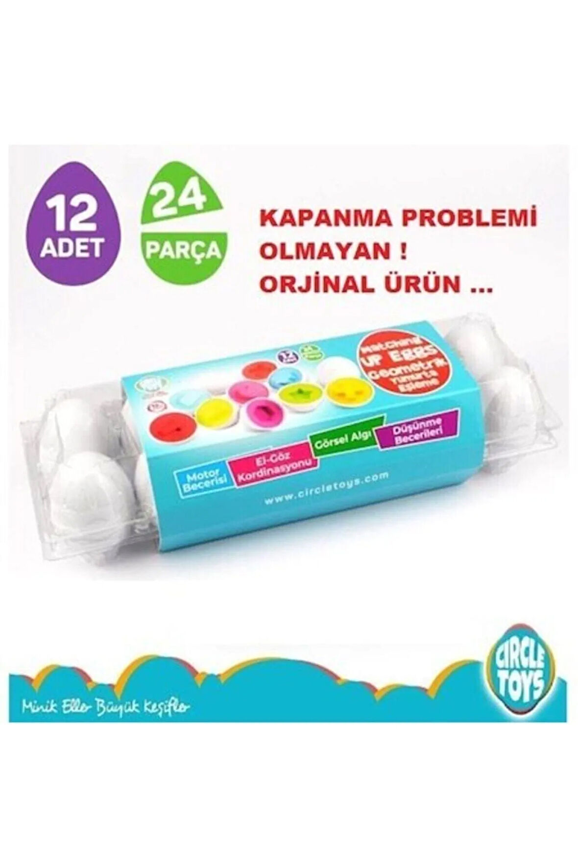 Circletoys 12'li Geometrik Yumurtalar, Eğitici Oyuncak