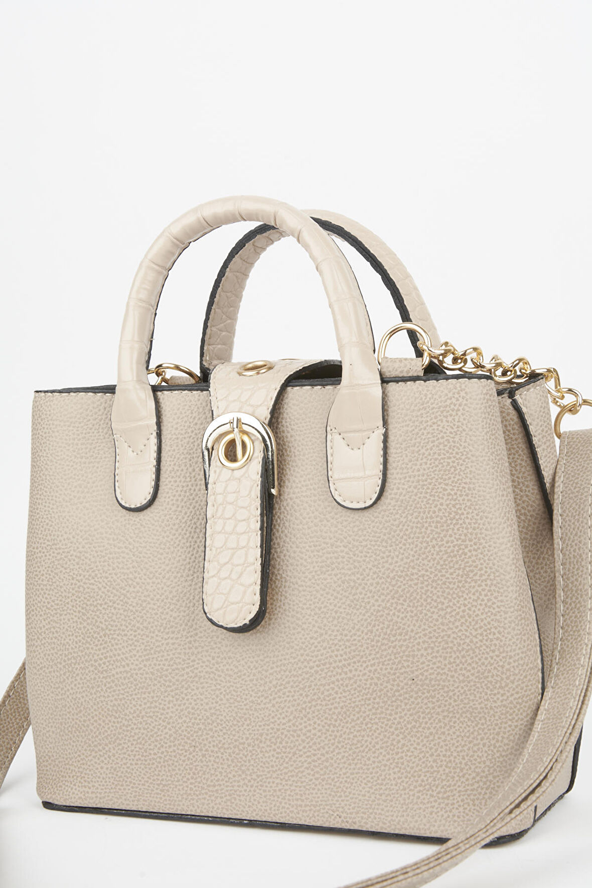 Crocos Kadın Vizon Croco Saplı Askılı 2 Bölme Çıtçıt Fermuar Kapama El Ve Omuz Çantası