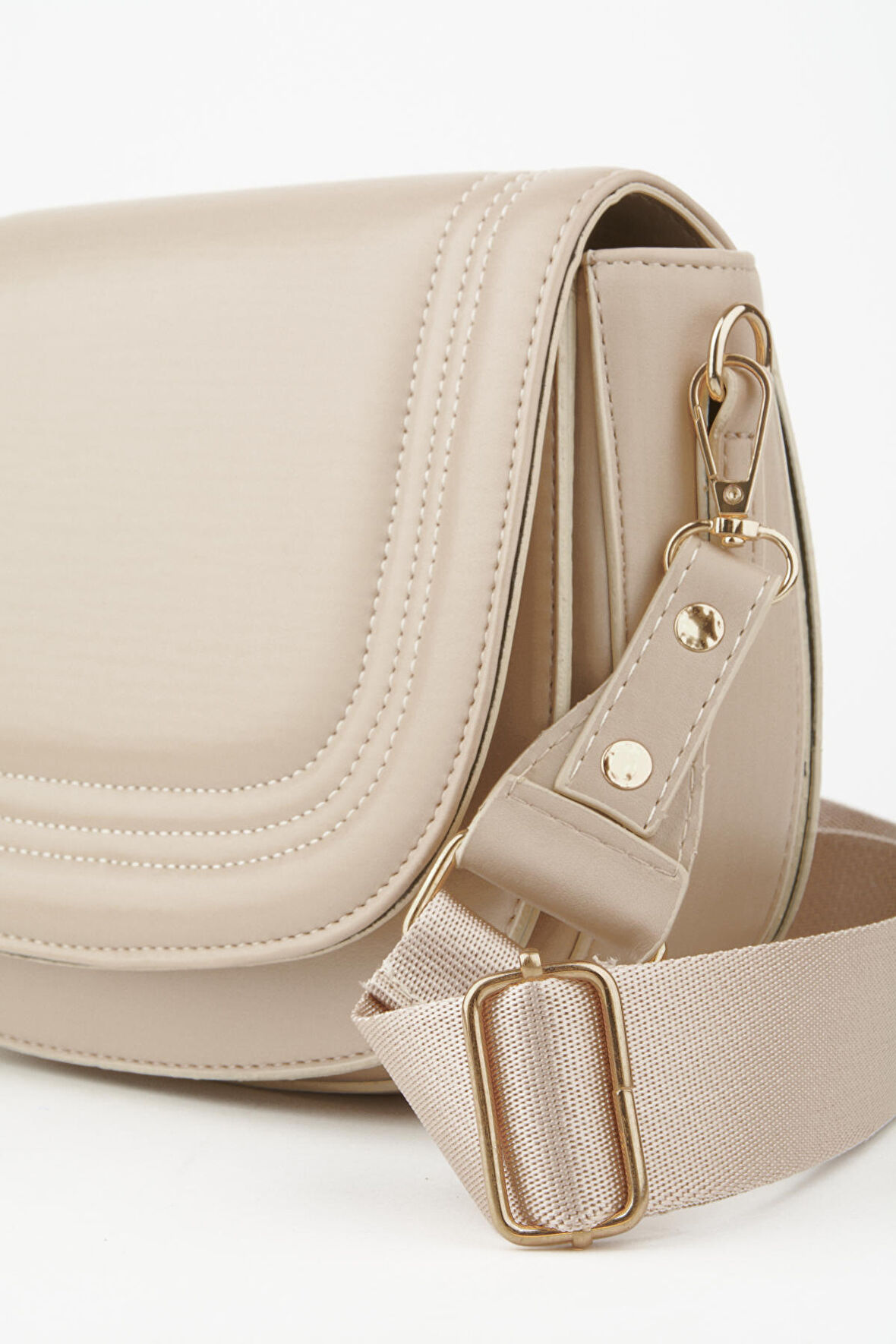 Crocos Kadın Vizon 5 Bölmeli Astarlı Kapaklı Çıt Çıt Kapama El Kol ve Omuz Çantası