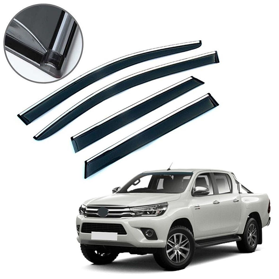 Toyota Hilux Krom Çıtalı Cam Rüzgarlığı 2015-2019
