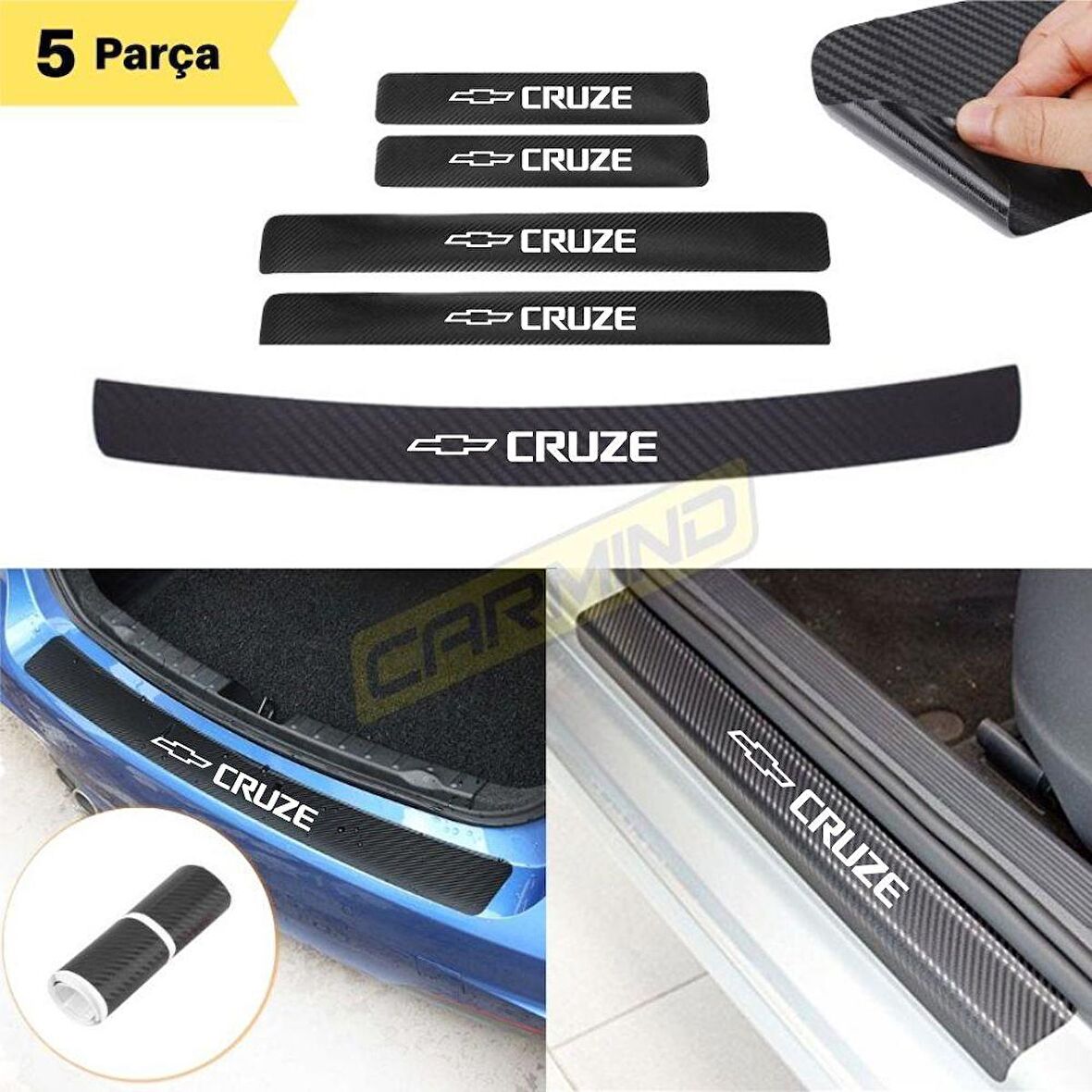 Chevrolet Cruze Bagaj ve Kapı Eşiği Karbon Sticker Set