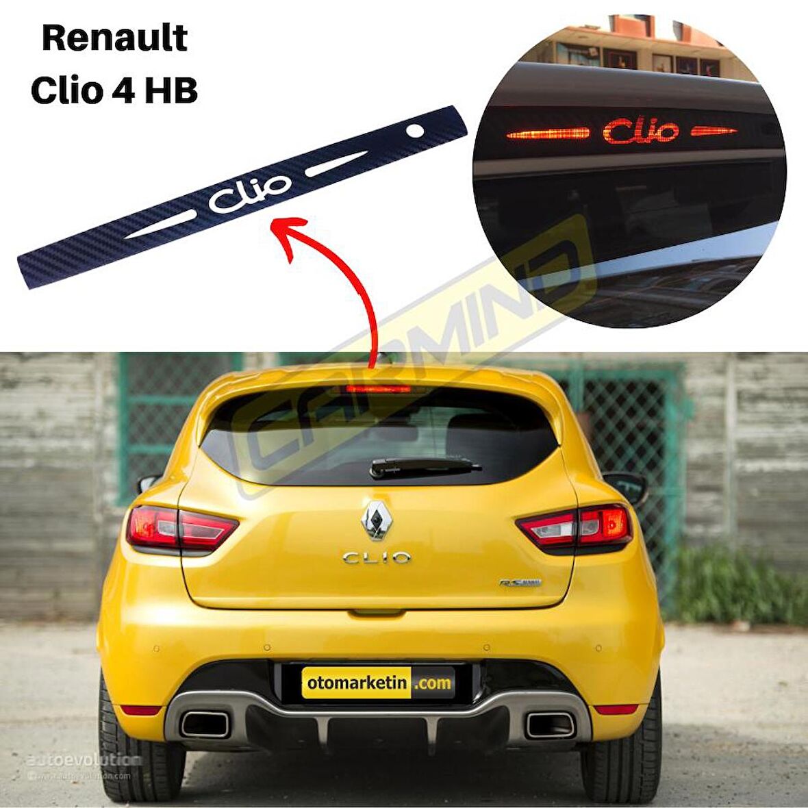 Renault Clio 4 HB Karbon Arka Fren Stop Lambası Sticker